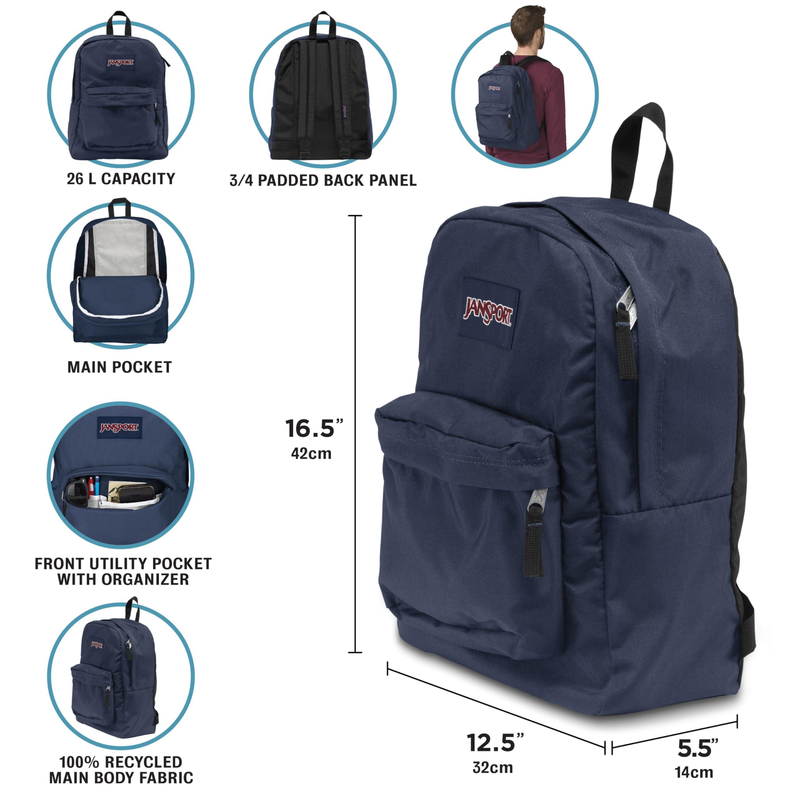 JanSport SuperBreak One Backpacks - Durable, Lightweight Bookbag with 1 Main Compartment, Front Utility Pocket with Built-in Organizer - Premium Backpack, Black - Image 7
