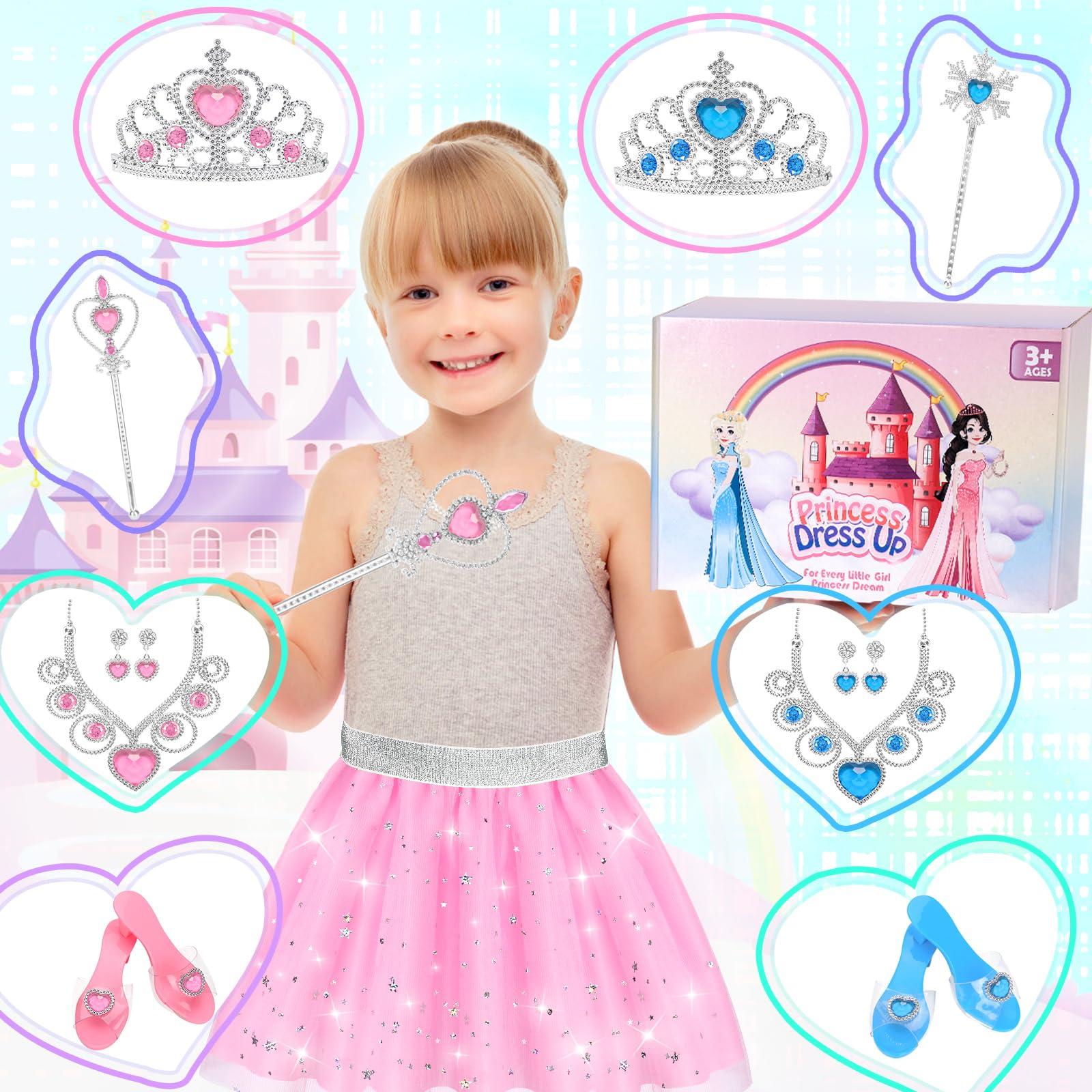 TSDATOWR Princess Dress Up Clothes for Little Girls Toddlers, Princess Costume Set with Princess Cape, Tutu, Crown, Shoes - Image 6