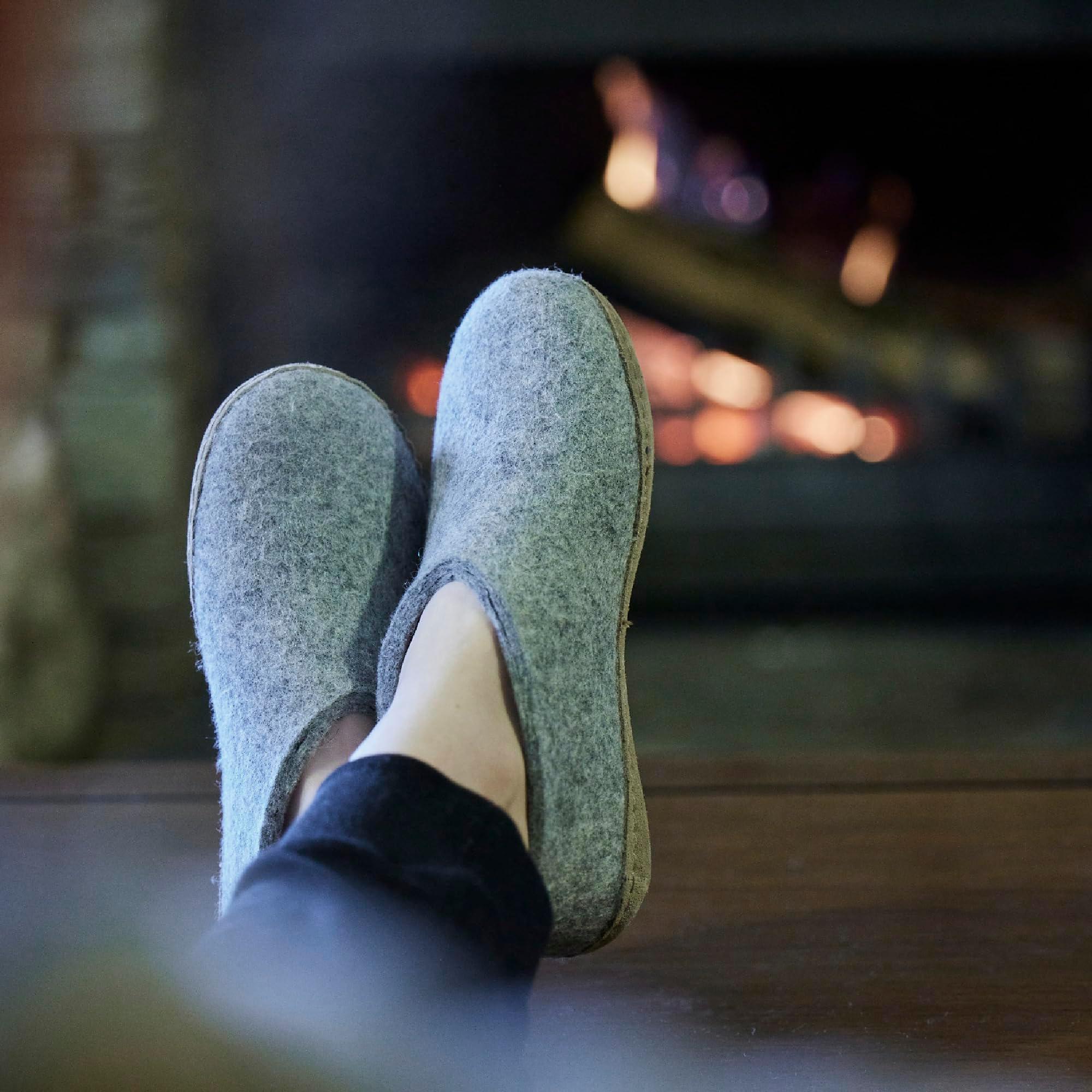 Glerups 100% quality wool mix Slipper with leather sole - Unisex Slip-on - Image 5