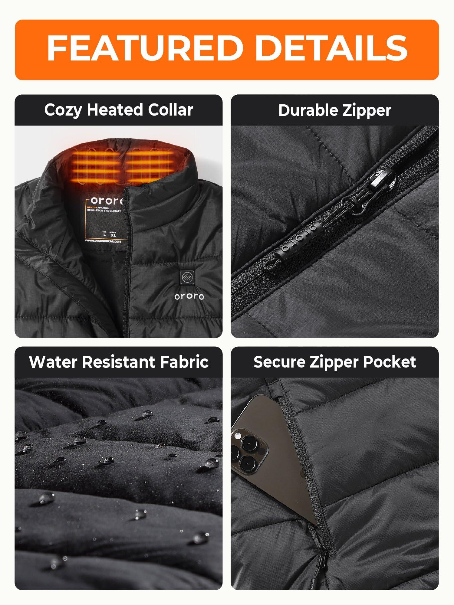 ORORO Men's Lightweight Heated Vest with Battery Pack (Charger Not Included) - Image 5