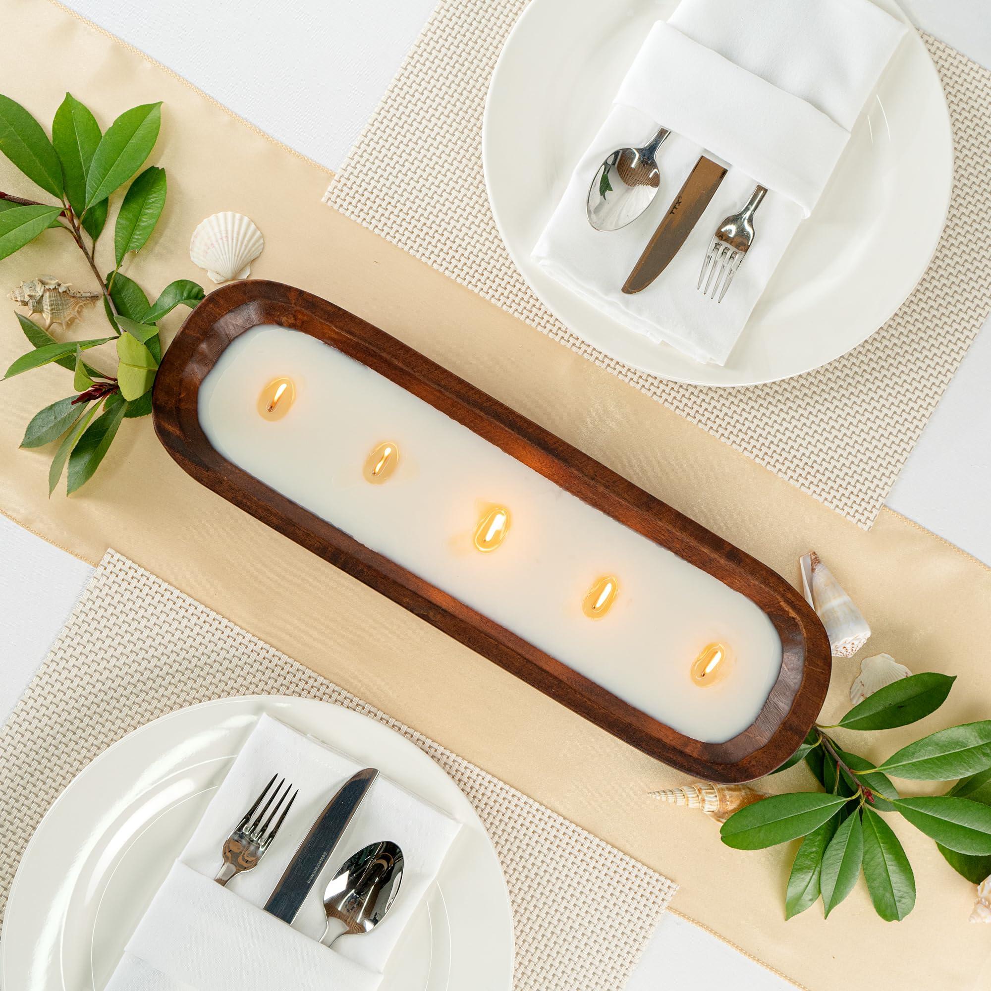 Restaurantware-Coco Casa 17.7 x 5.5 x 2 Inch Wood Dough Bowl Candles, 10 Hand Poured Bread Bowl Candles - Lavender Fragrance, Double Wax Blend, Soy Wax Scented Candles, Wooden Wick - Image 8
