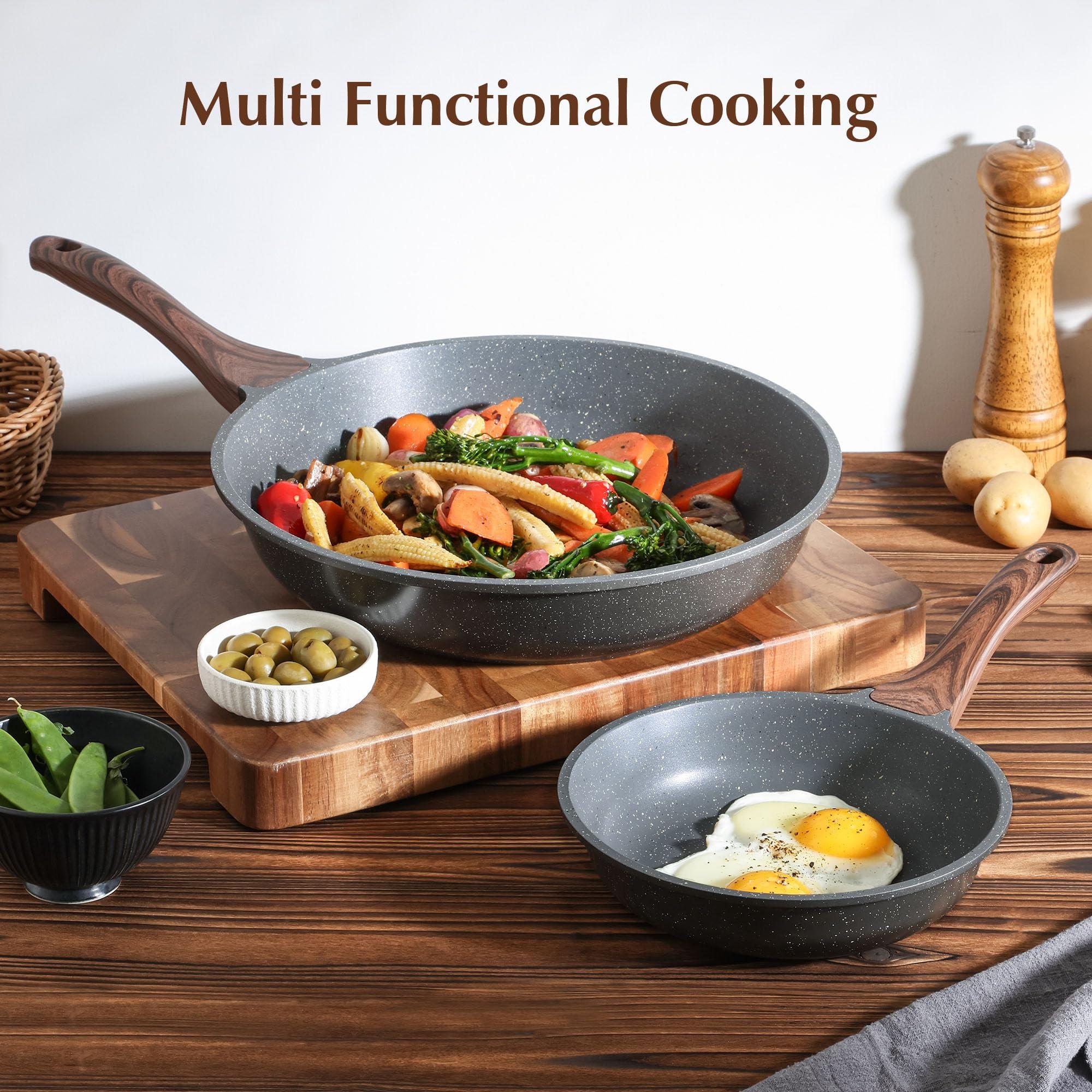 SENSARTE Nonstick Frying Pan Skillet, Swiss Granite Coating Omelette Pan, Healthy Stone Cookware Chef's Pan, PFOA Free (8/9.5/10/11/12.5 Inch) (9.5 Inch) - Image 2