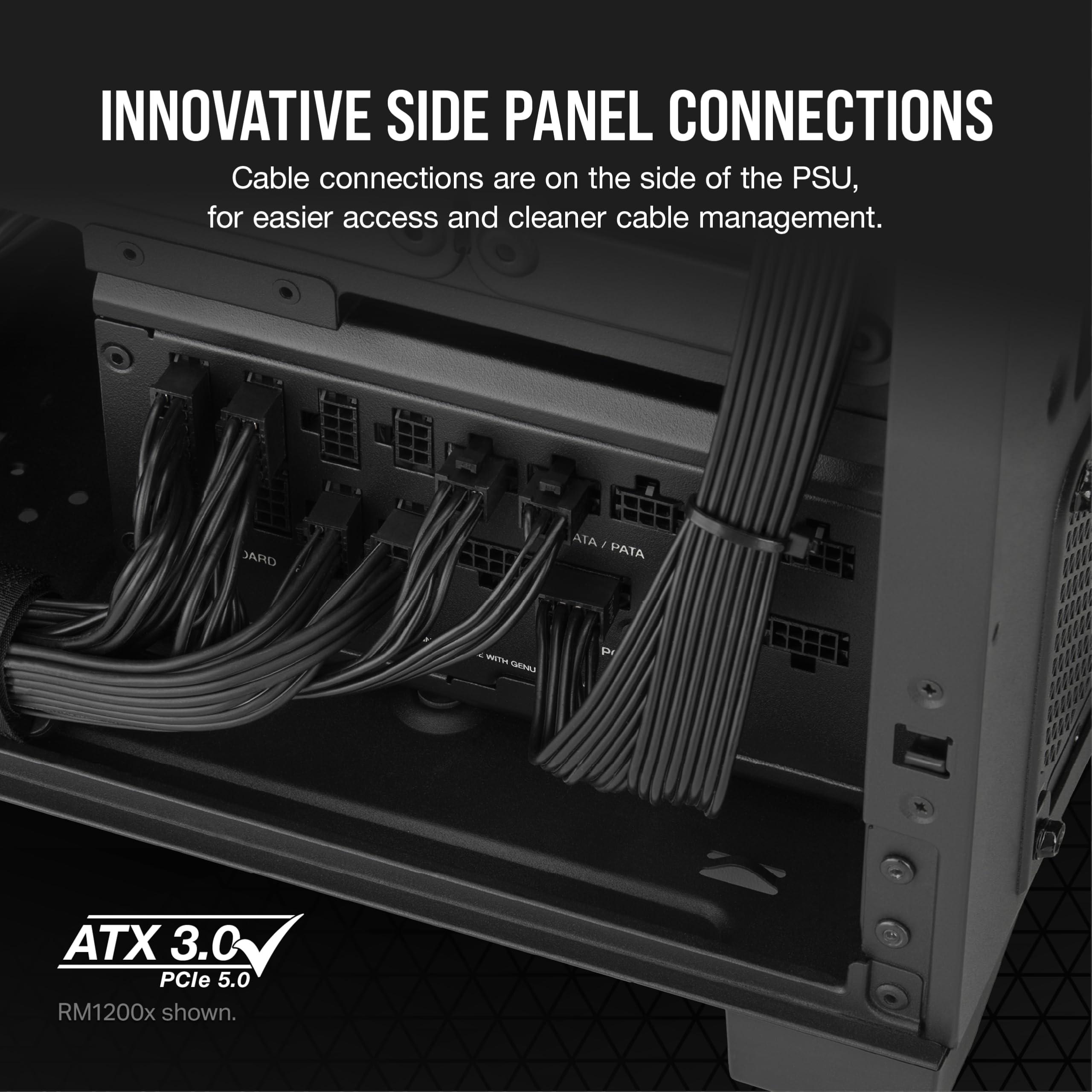 Corsair RM1000x Shift Fully Modular ATX Power Supply - Modular Side Interface - ATX 3.1 & PCIe 5.1 Compliant - Zero RPM Fan Mode - 105°C-Rated Capacitors - 80 Plus Gold Efficiency - Black - Image 4