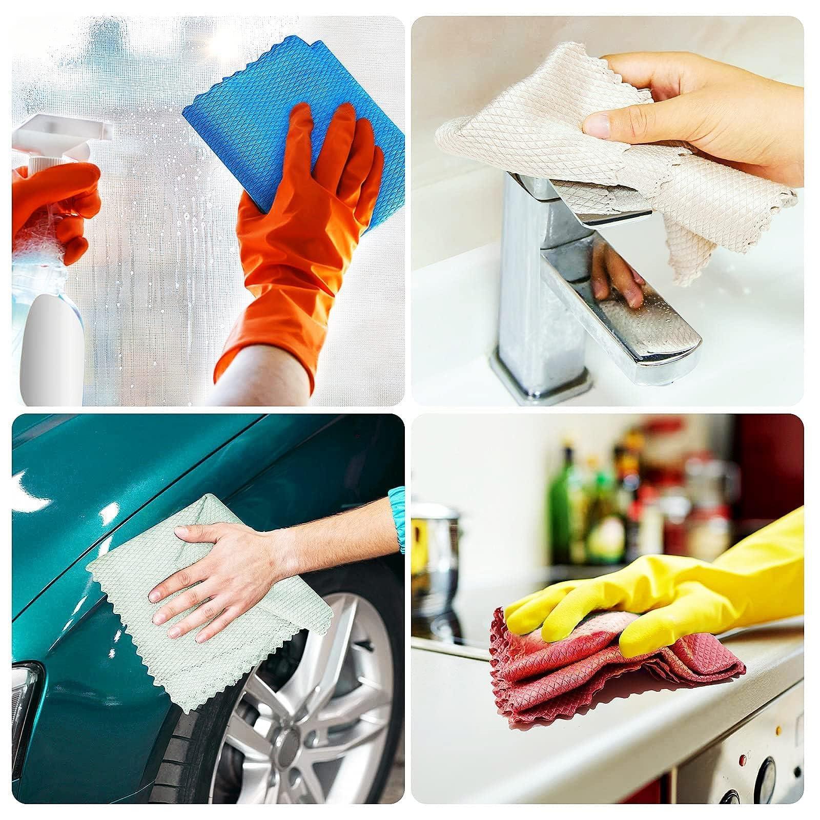 FPPLXCNM Weiliya 10pcs Cleaning Fish Scale Cloth Microfiber Nanoscale Cleaning Lint FreeEasy, No Trace High Absorption Polishing Cloth for Kitchen Home (Random Color)(30X40cm) - Image 4