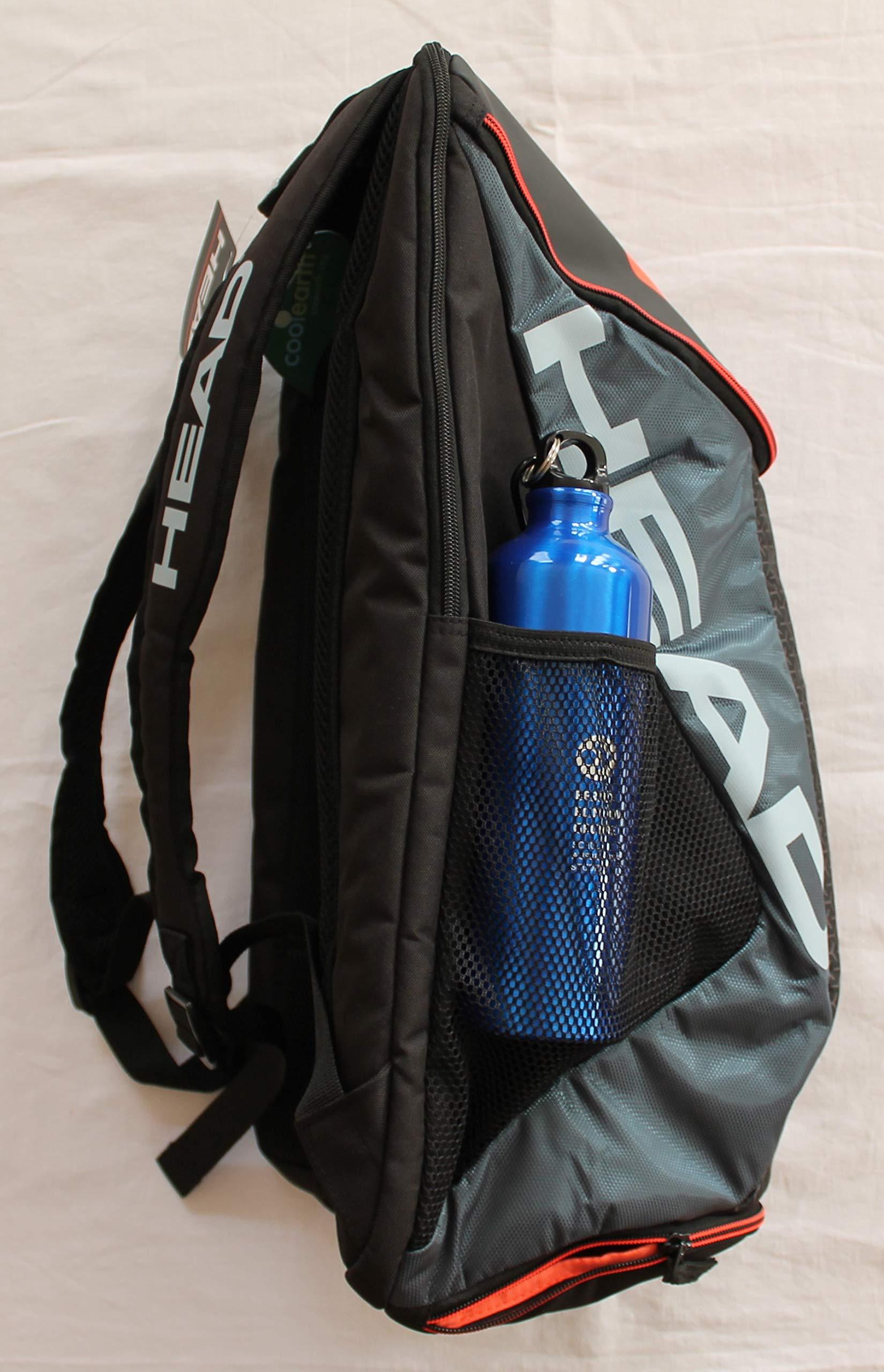 HEAD Tour Team Tennis Backpack 2 Racquet Carrying Bag w/Padded Shoulder Straps & Shoe Compartment - Black/Grey. - Image 2