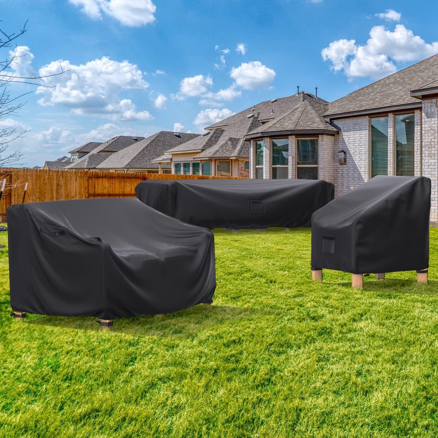 BROSYDA Patio Furniture Covers, Heavy Duty Outdoor Furniture Cover Waterproof, Sectional Sofa Set Covers Table and Chair Set Cover 108" L × 82" W × 28" H - Image 2