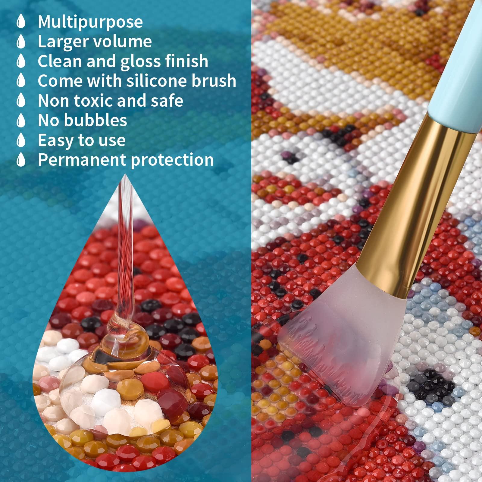 LANBEIDE Updated Diamond Painting Sealer 200ML with Silicone Brush, 5D Diamond Painting Glue Sealer Permanent Hold & Shine Effect Conserver for Jigsaw Puzzles (7 OZ) - Image 2
