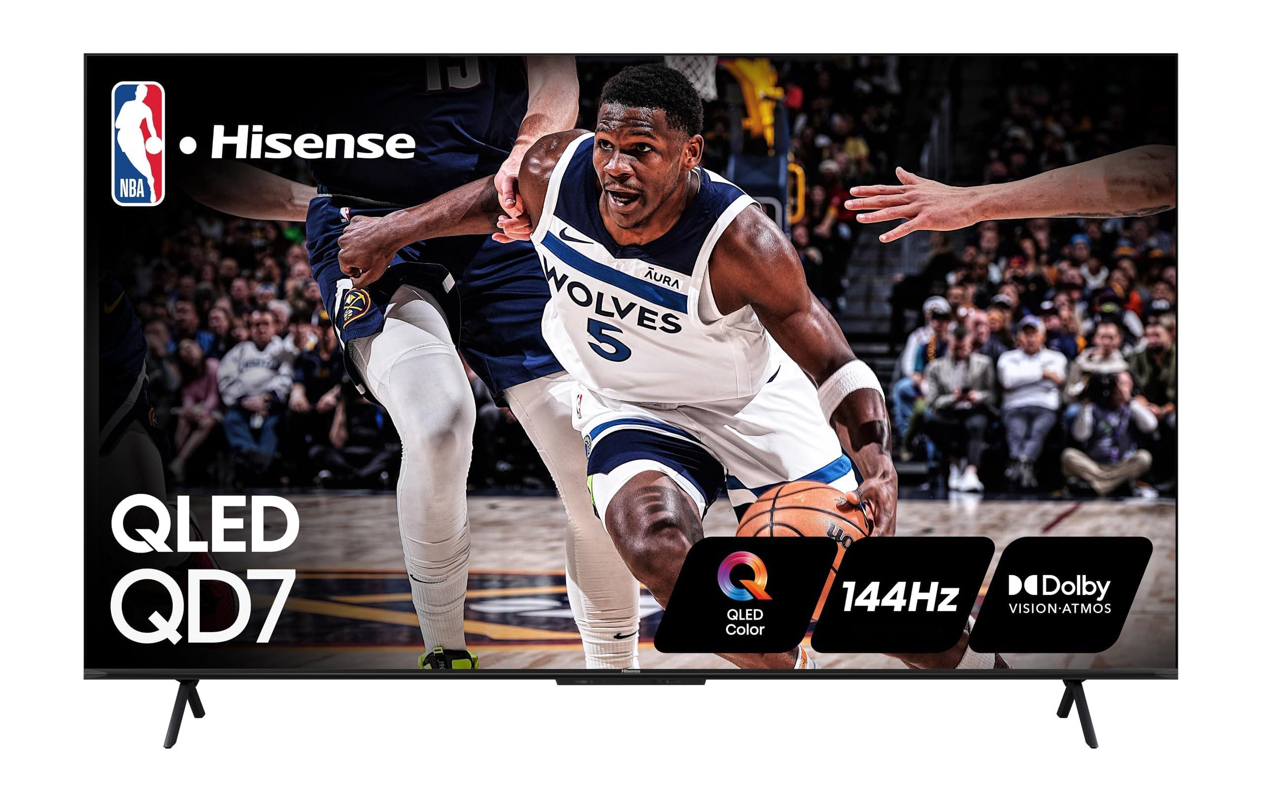 Hisense 75-Inch Class QD7 Series QLED 75QD7N Google Smart TV, Direct Full Array, Alexa Compatibility, Native 144Hz, Motion Rate 240, 4K UHD, 2024 Model, Game Mode Pro