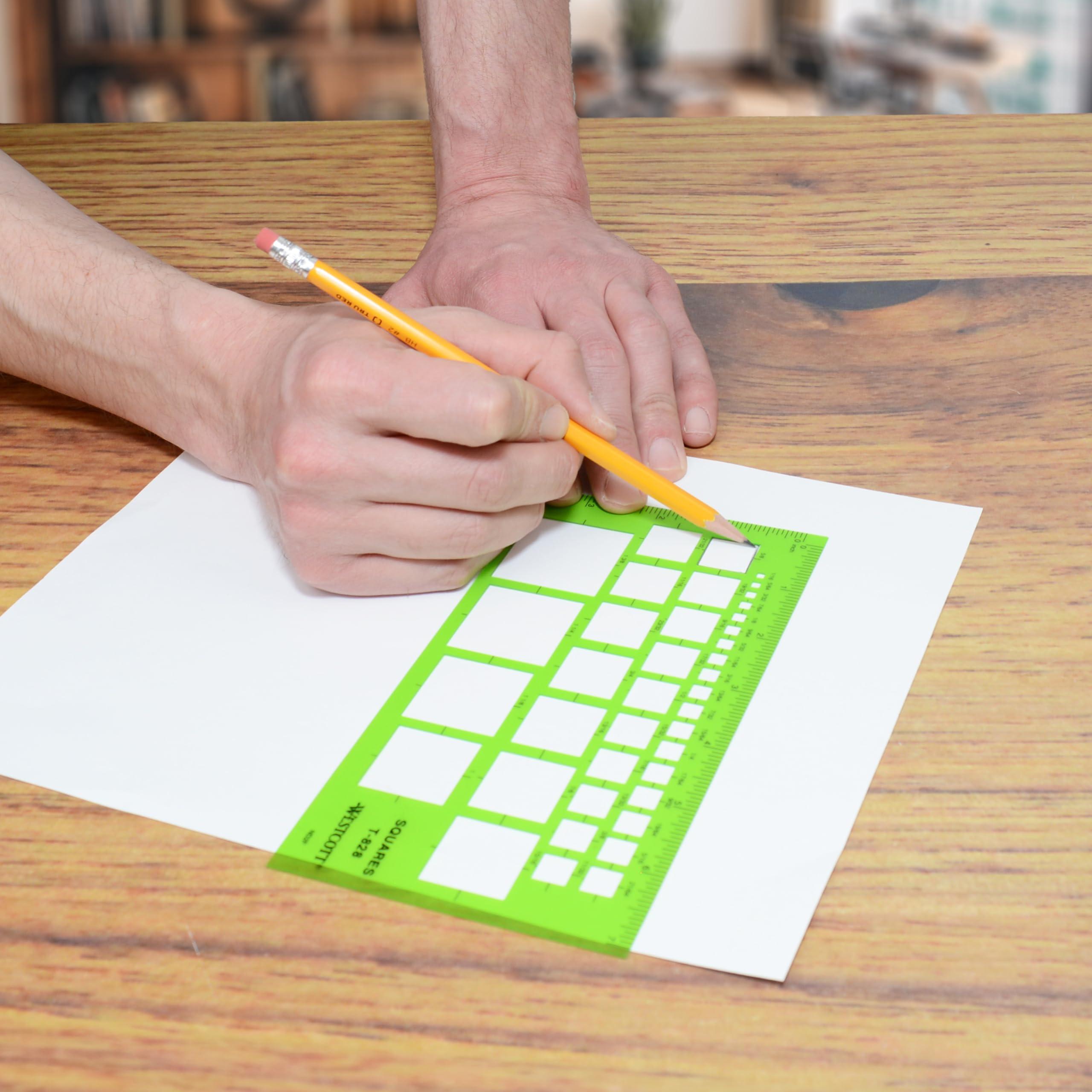 Westcott T-828 Technical Squares Drawing and Drafting Template, Plastic Template Tool, Green - Image 2