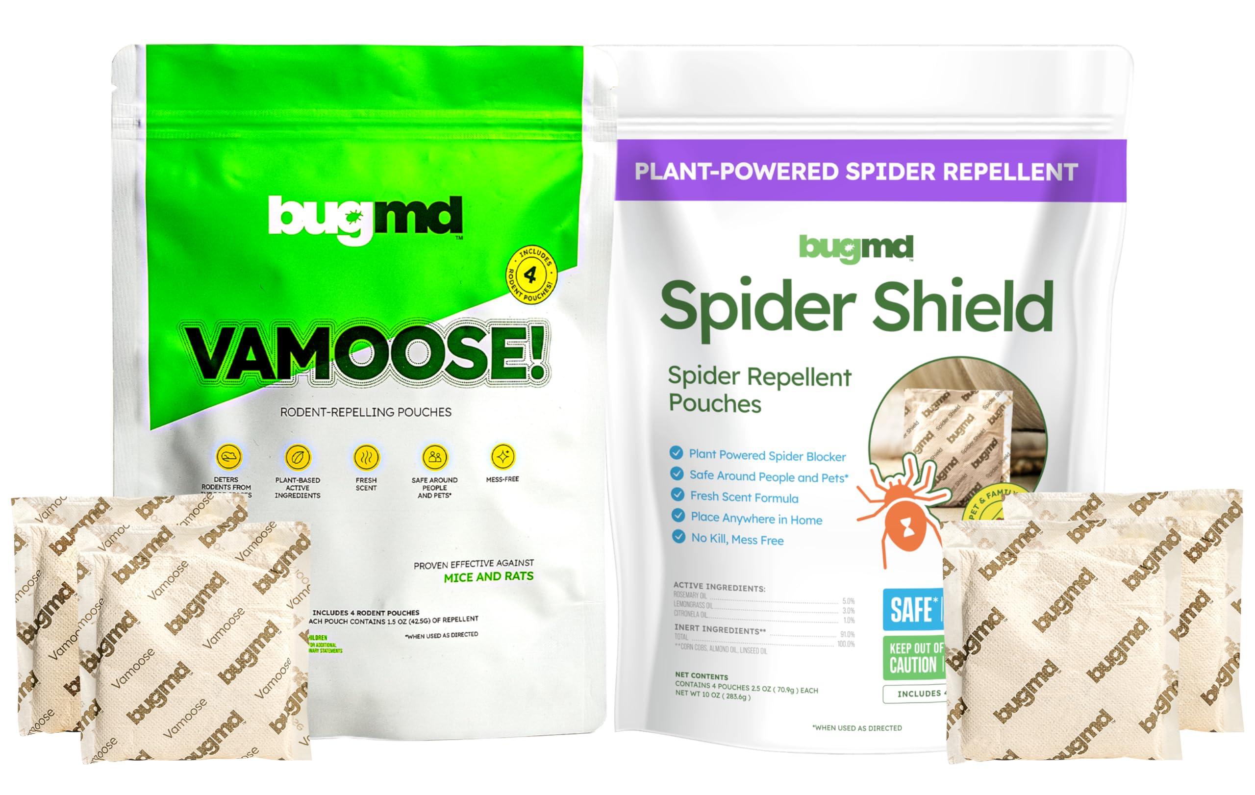 BugMD Vamoose Rodent Repellent 1 Pack and Spider Shield Repellent Pouches