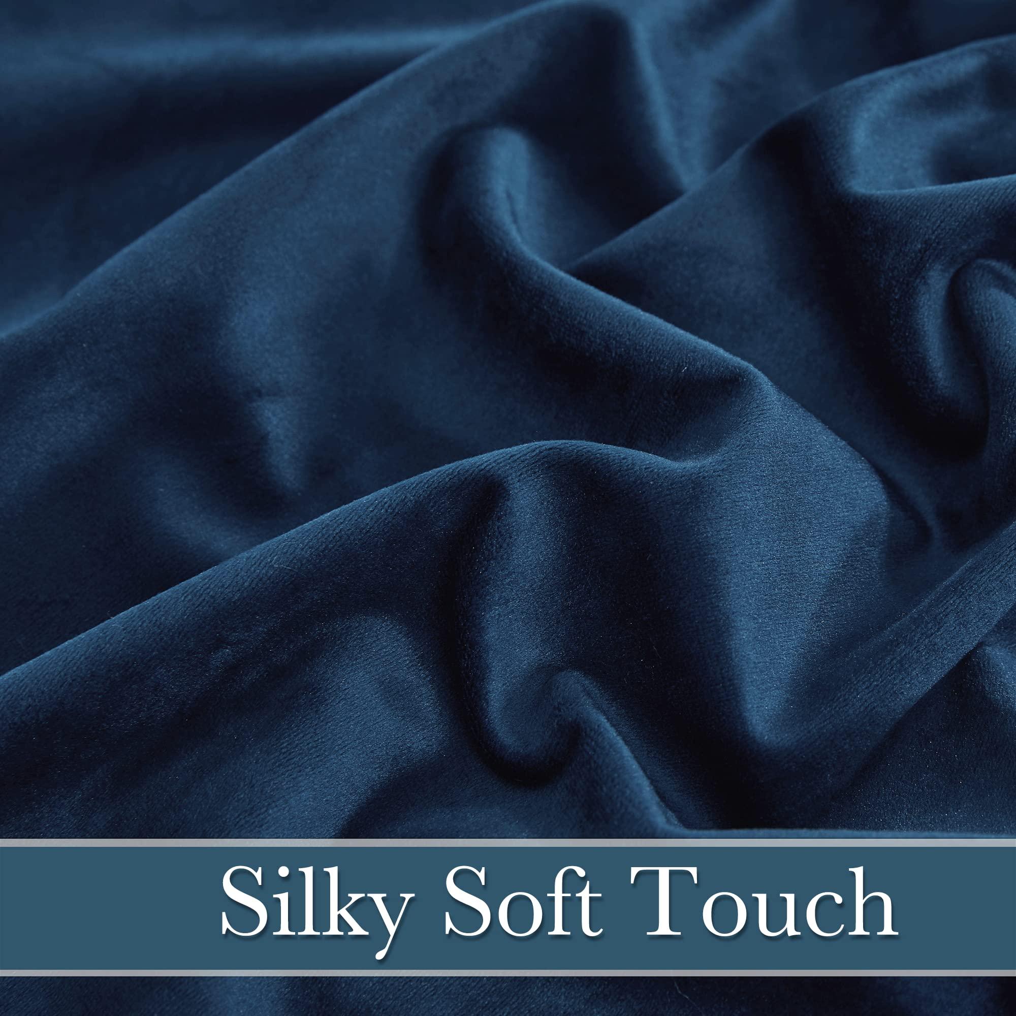RYB HOME Blue Velvet Curtains 84 inches - Blackout Curtains for Living Room, Thermal Insulated Noise Reducing Panels Soft Luxury Window Decor for Kids Bedroom, Navy Blue, W52 x L84 inches, 2 Panels - Image 5