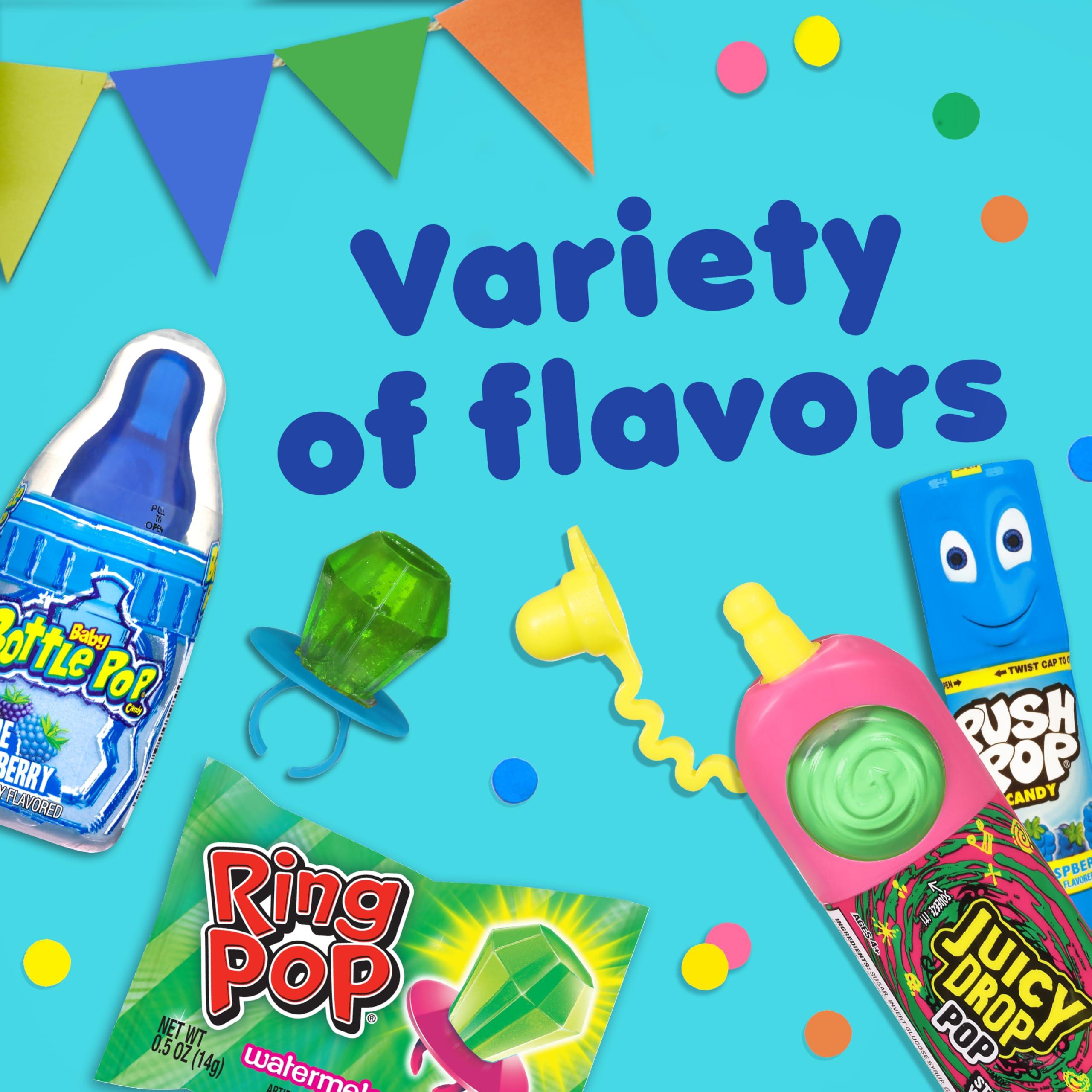 Candy Variety Pack, 18 Count Assorted Lollipops, Bulk Individually Wrapped Ring Pop, Push Pop, Baby Bottle Pop & Juicy Drop, Ideal for Birthdays, Party Favors for Kids & Hard Candy Gifts - Image 4