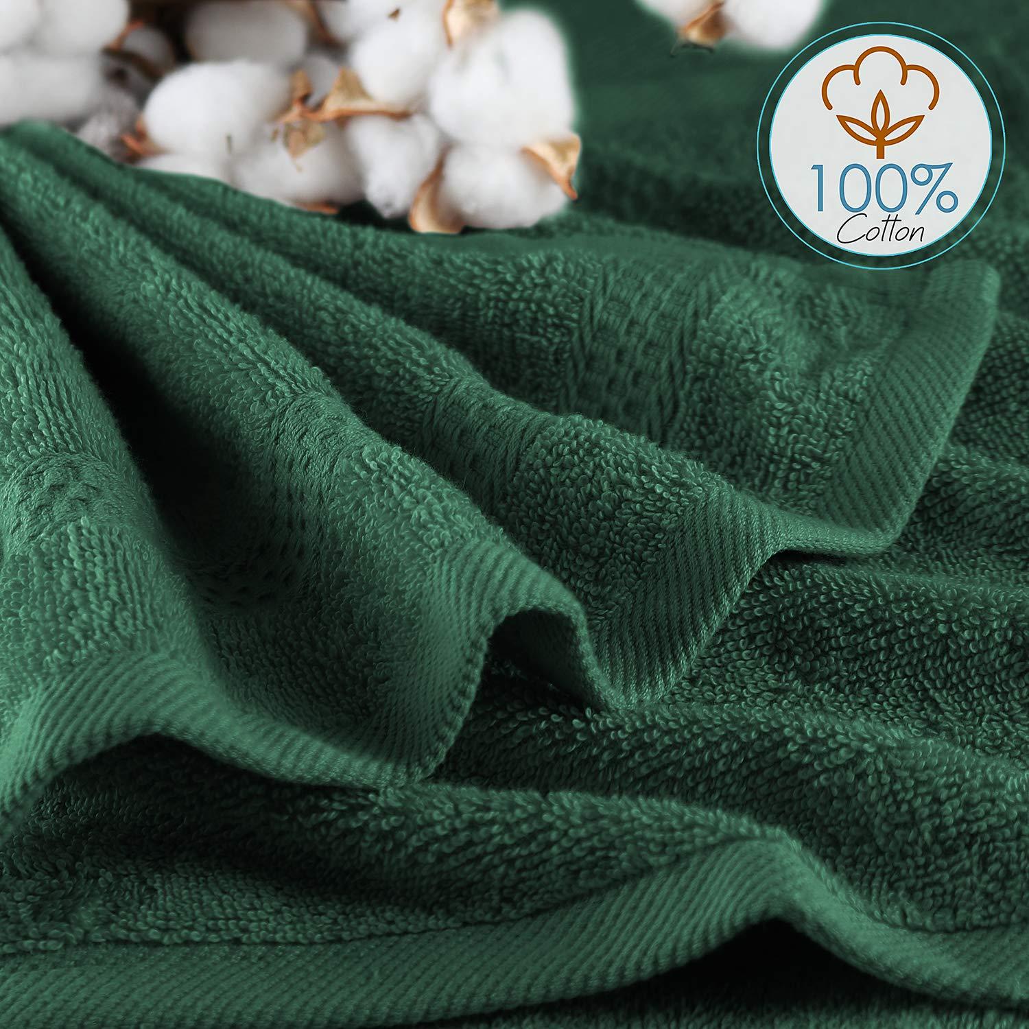 Hearth & Harbor Washcloths 12 Pack - 100% Cotton Washcloth for Body and face, High Absorbent and Soft 13"x13" Body Wash Cloth, Quick Dry - Hunter Green Washcloths - Image 6