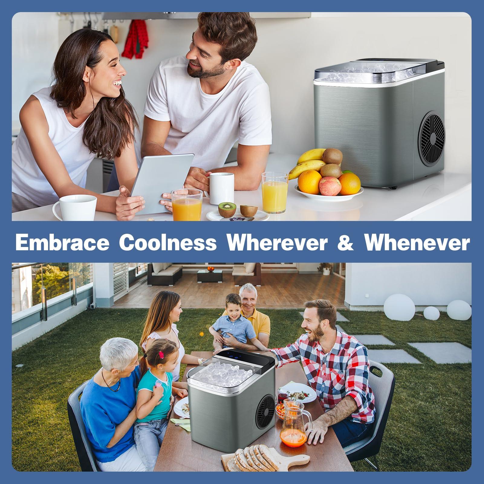 JINJUNYE Upgraded Ice Maker Countertop 28Lbs/Day, 15H Timer, 9 Ice Cubes in 6 Mins, Self-Cleaning Portable Ice Makers 2 Size Bullet Cube, Ice Machine Maker with Scoop, for Home, Kitchen, Camping - Image 9