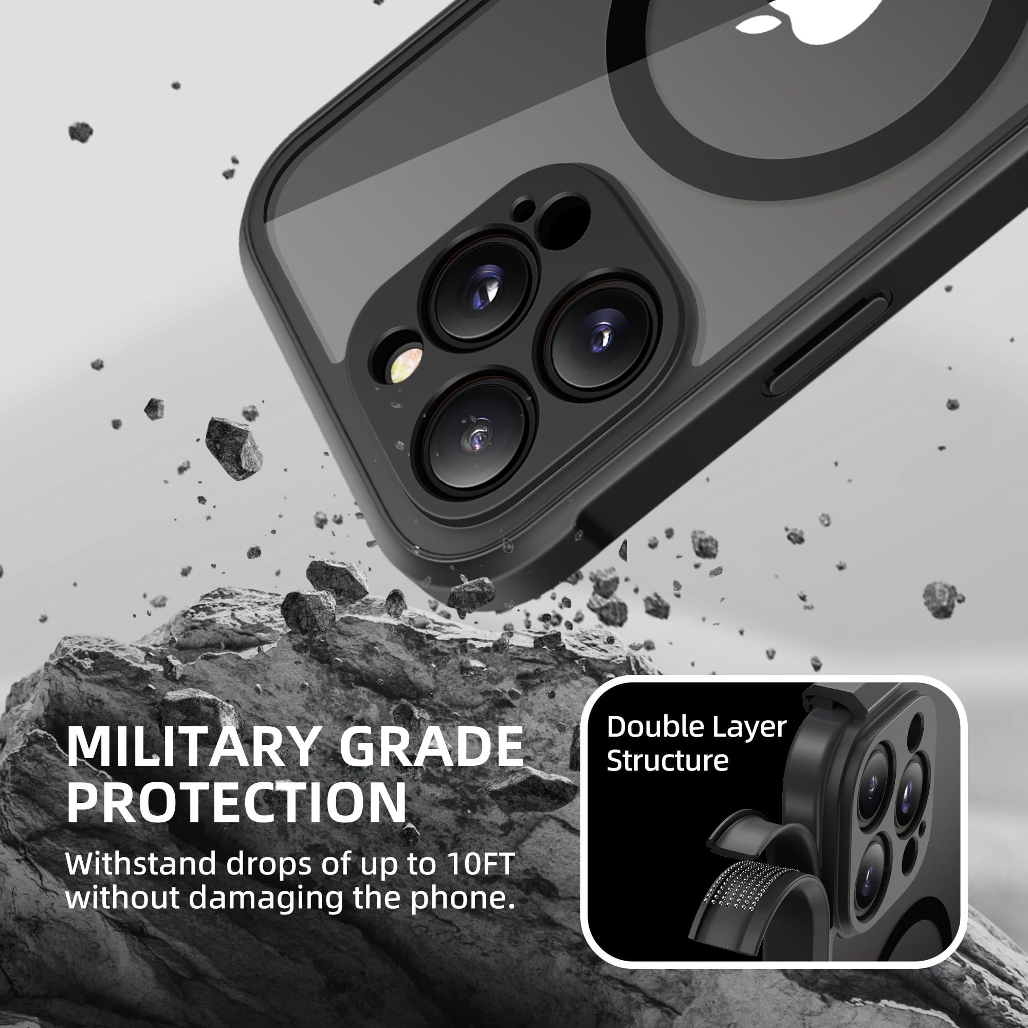 BERFY Magnetic for iPhone 16 Pro Max Case, Compatible with MagSafe, Built-in Privacy Screen Protector and Upgraded Camera Protection,Anti-Spy Full Body Shockproof Phone Case for 16 Pro Max 6.9", Black - Image 8