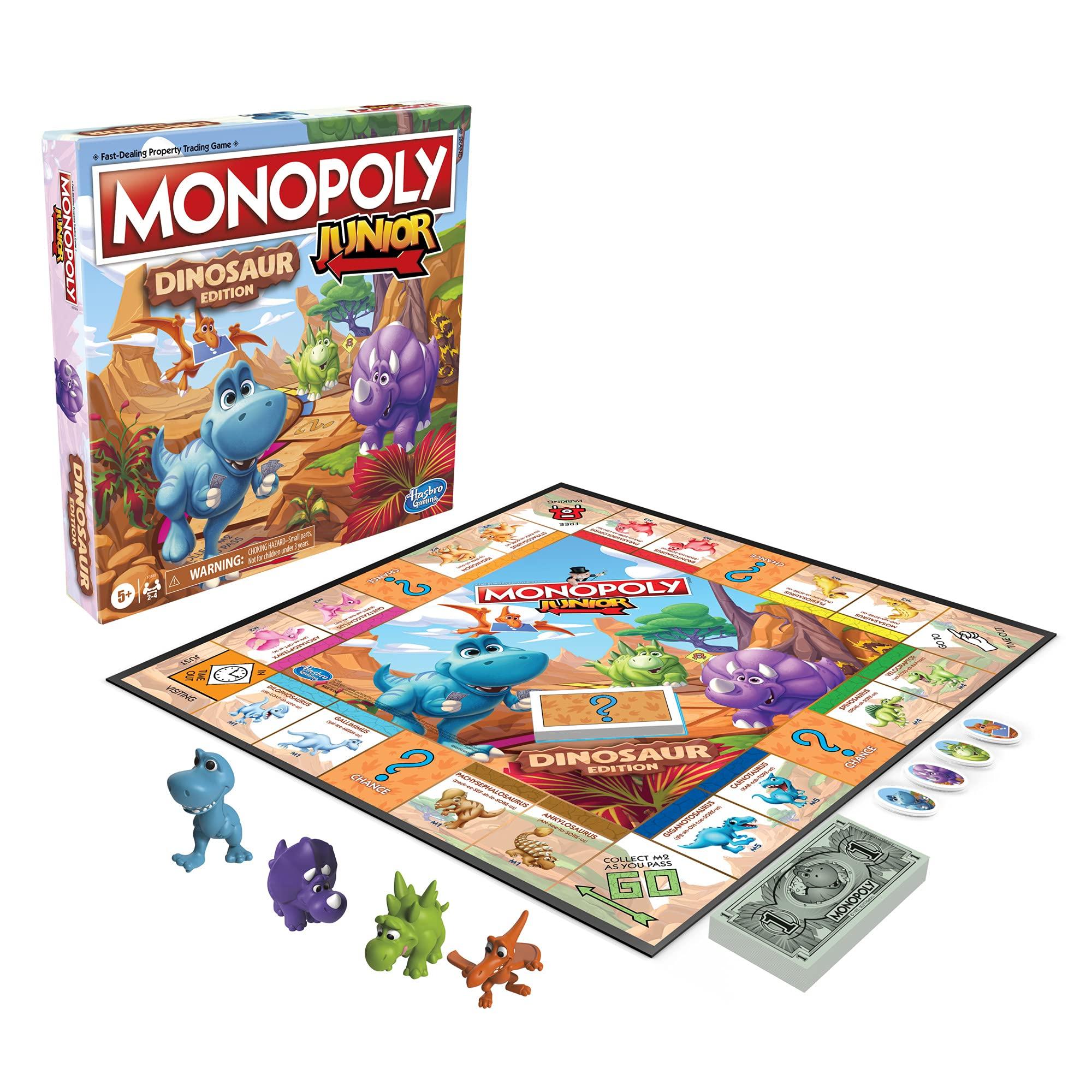Hasbro Gaming Monopoly Junior Dinosaur Edition Game | Kids Board Games with Dino-Themed Toy Tokens | 2-4 Players for Boys & Girls | Ages 5+ (Amazon Exclusive) - Image 8