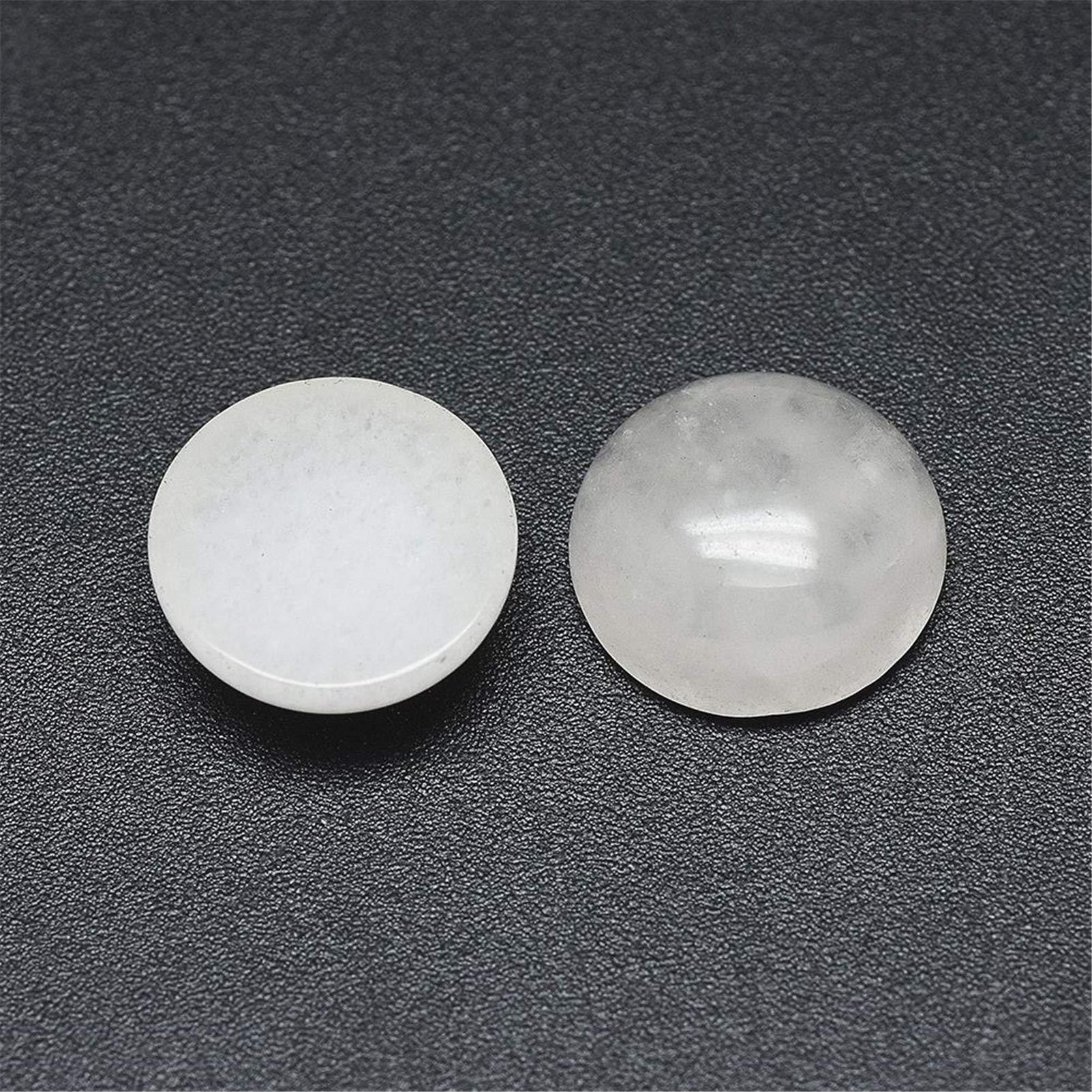 Fashewelry 100pcs 10mm Natural White Jade Chakra Stone Bead Cabochons Tiny Flatback Healing Crystal Half Round Gemstone Gemstone Pieces for Jewelry Craft Tray Pendant Bracelet Necklace Making - Image 2