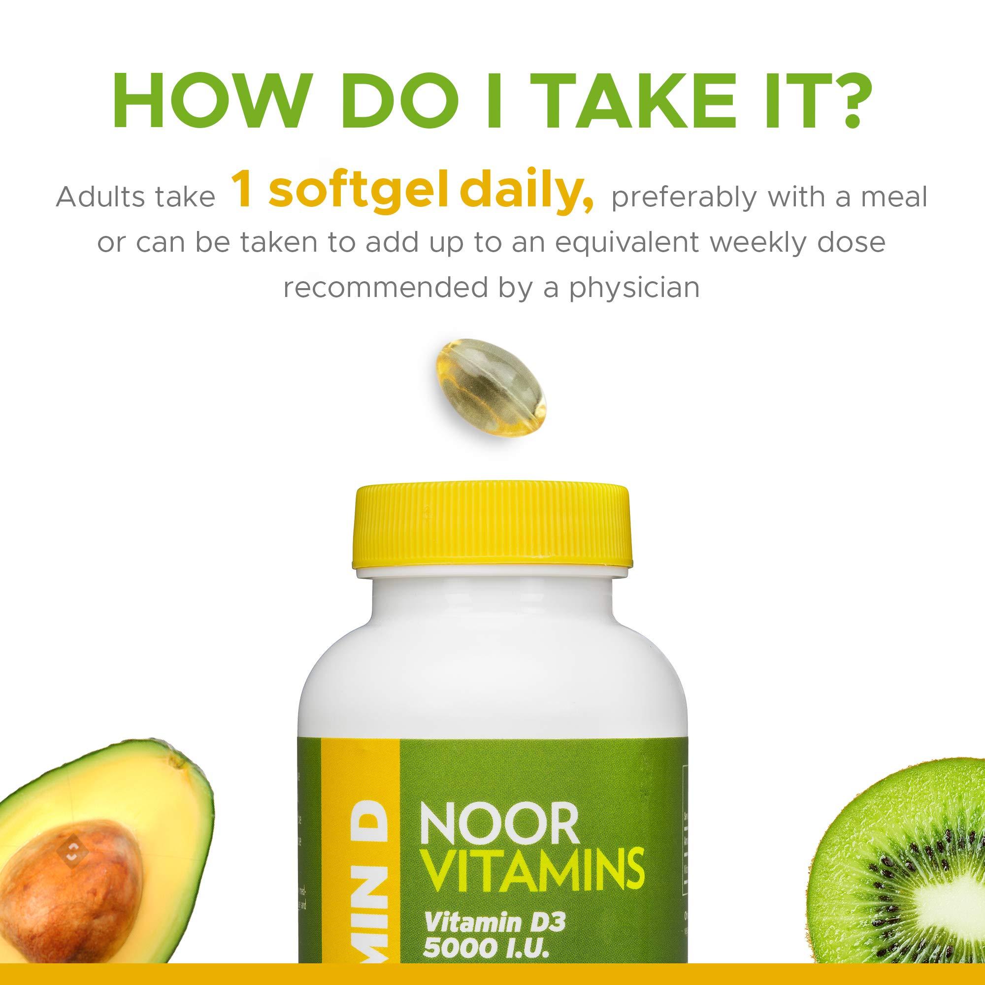 Noor Vitamins Halal Vitamin D, Halal Vitamin D3, 5000 IU Softgels, Supports Bone, Immune & Heart Health, from Safflower Oil to Maximize Absorption, Non-GMO, Gluten Free & Halal (60 Count)… - Image 7