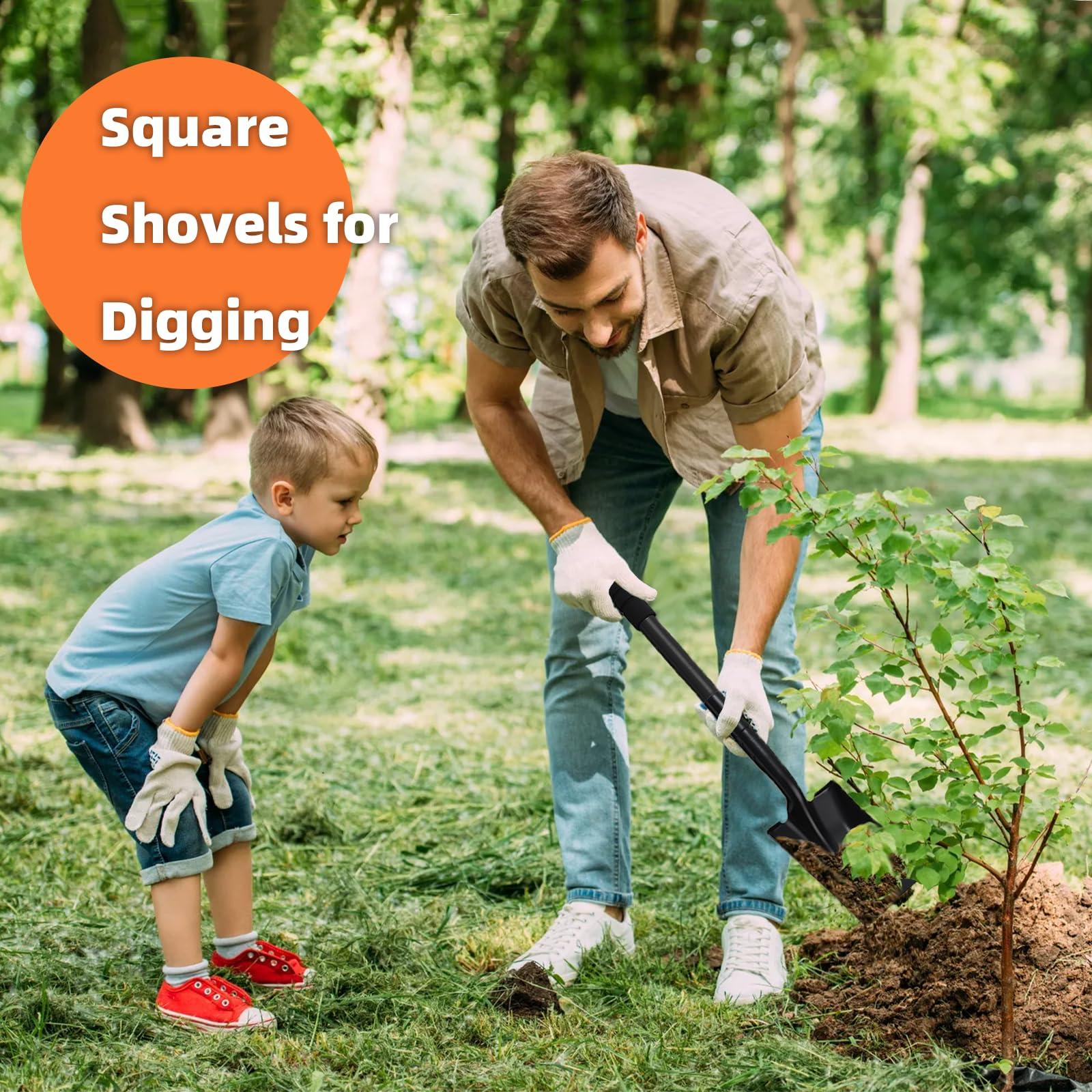 Small Square Shovel 43.3Inches Heavy Duty Garden Tools with Metal Handle, Small Transfer Spade for Digging Camping Car Beach Shovel, Black - Image 7