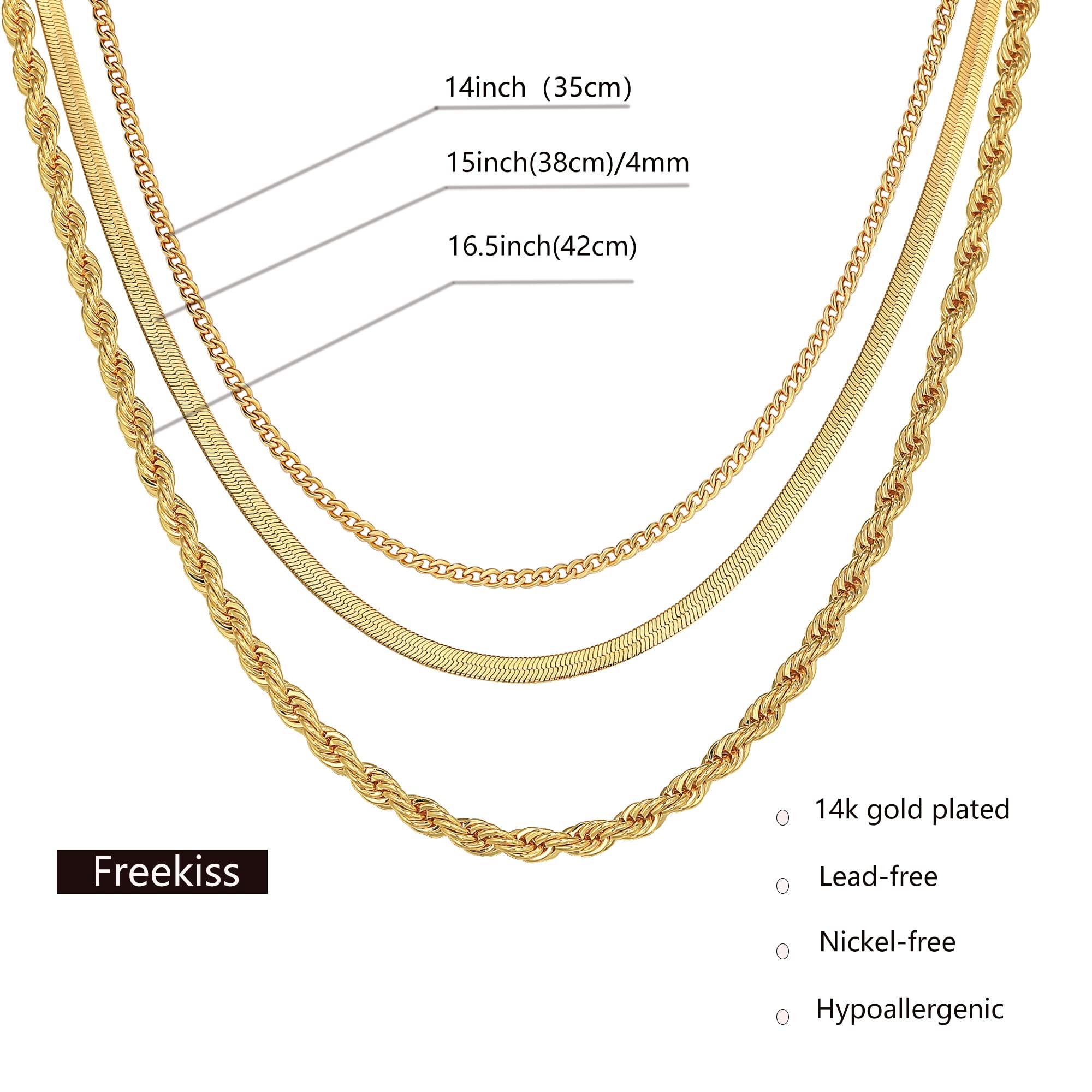Freekiss Herringbone Necklace for Women,Dainty Gold Necklace,14k Gold Plated Snake,Gold Chain Choker Necklaces,Simple Gold Layered Necklaces,Gold Jewelry Gift for Women - Image 7