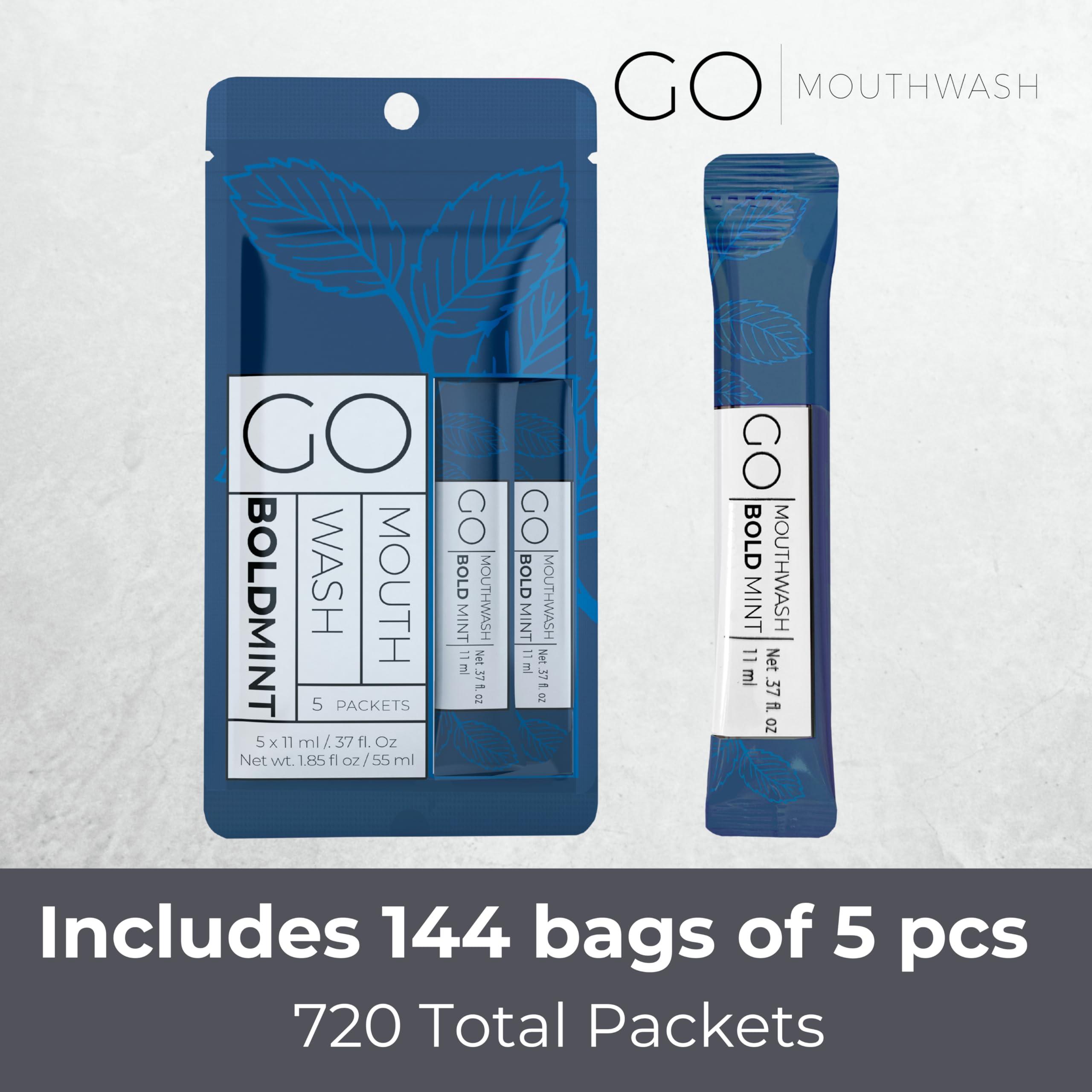 Bold Mint GO Travel Size Mouthwash Packets - Bulk Individual Mini Mouthwash Packets - Perfect Travel Size Toiletries for Guest Bathrooms - Alternative to Breath Strips and Spray, Alcohol and Dye Free - Image 2