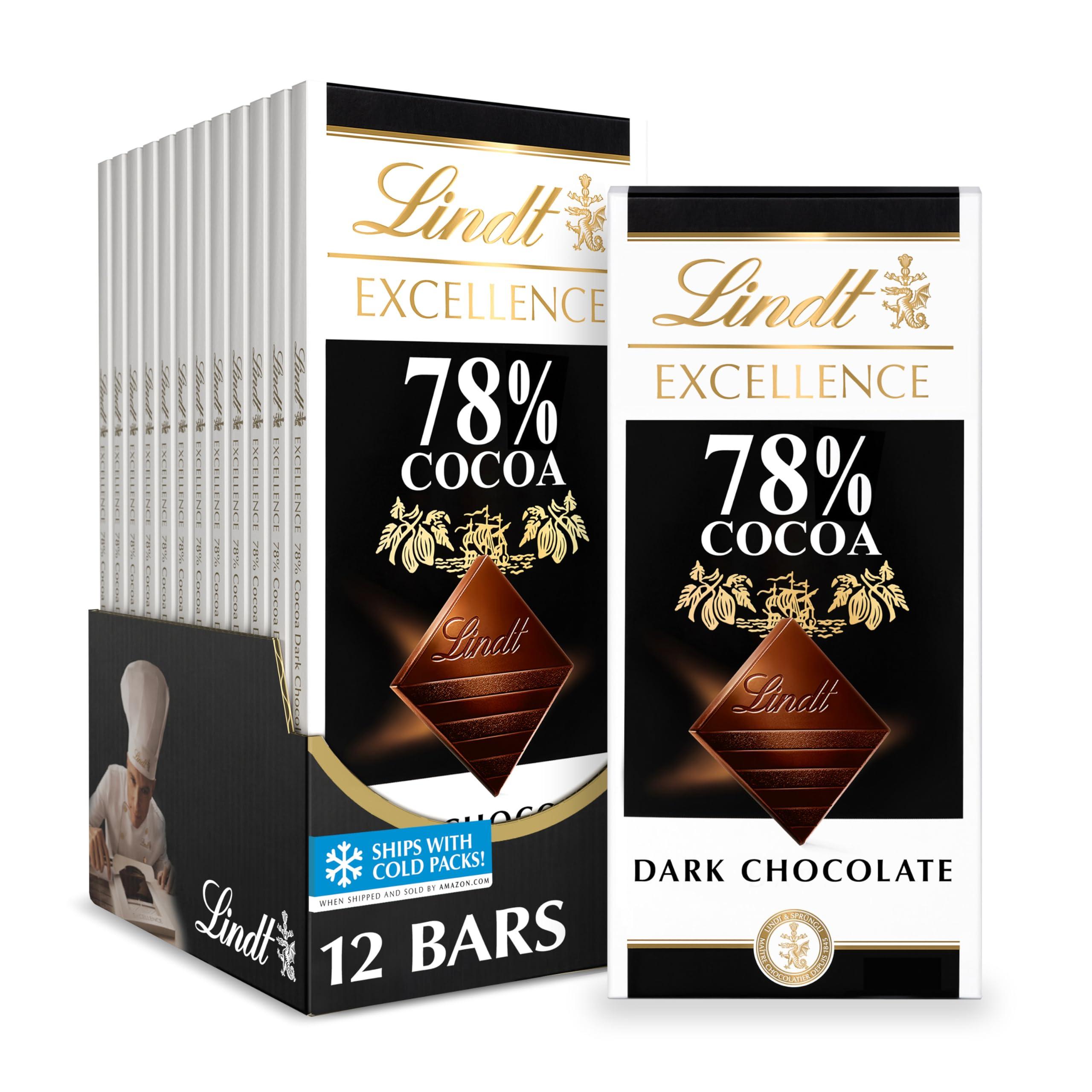 Lindt EXCELLENCE 78% Cocoa Dark Chocolate Bar, Dark Chocolate Candy, 3.5 oz. (12 Pack)