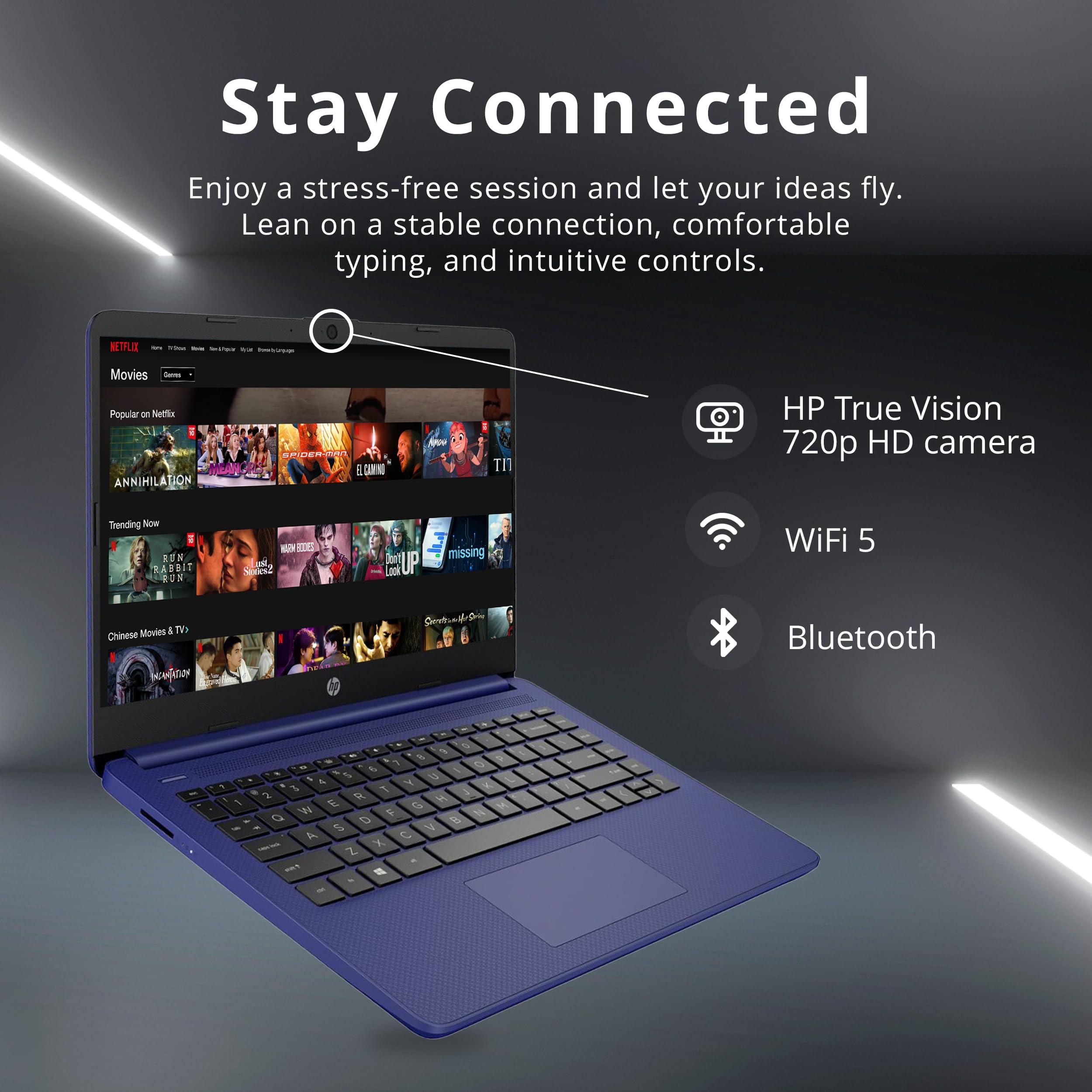 HP Premium Stream 14" HD BrightView Laptop, Intel Celeron N4120, 16GB RAM, 64GB eMMC Storage, HD Webcam, UHD Graphics, 1 Year Office 365, Bluetooth, WiFi, HDMI, Win 11s, Blue, 32GB Hotface USB Card - Image 5