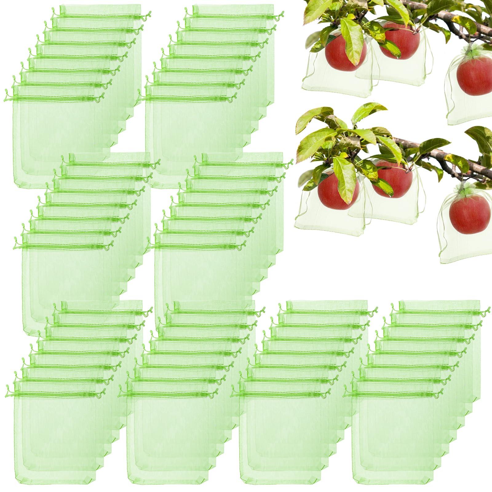 Tlence 150 PCS Fruit Protection Bags, 6 x 8 Inch Fruit Cover Mesh Bag, Garden Netting Bags with Drawstring, Reusable Barrier Bags for Plant Flower Mango, Protect Plants from Birds Squirrels, Green - Image 4