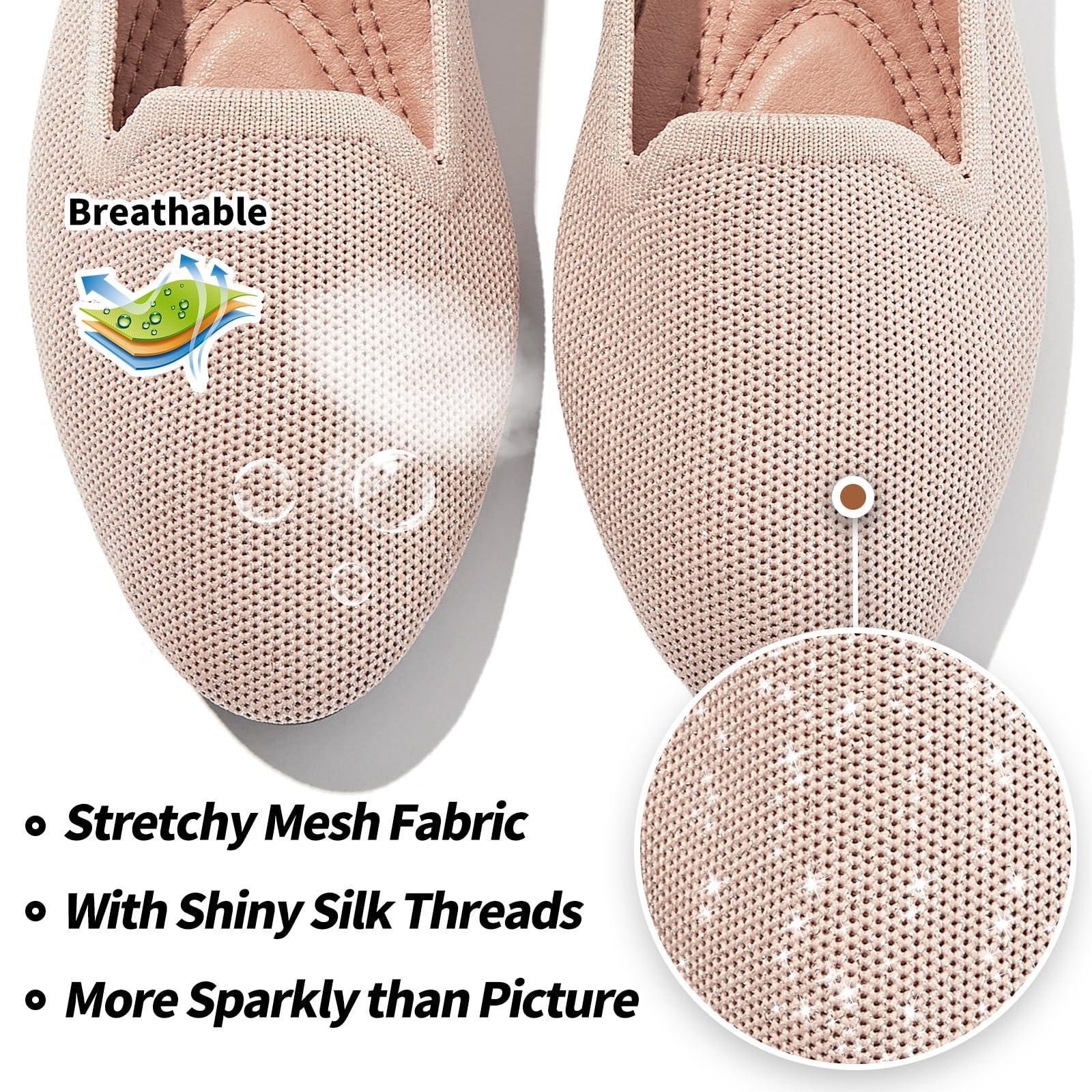 BABUDOG Women's Sparkly Flats Shoes Shiny Mesh Loafers Shoes Soft Memory Foam Flats - Image 2
