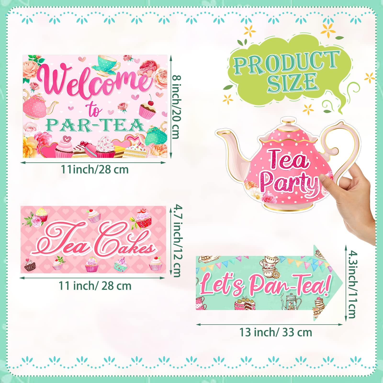 20 Pieces Floral Tea Party Sign Decorations Directional Cardboard Yard Signs for Outdoor Lawn Arrow for Tea Party Bridal Shower - Image 3