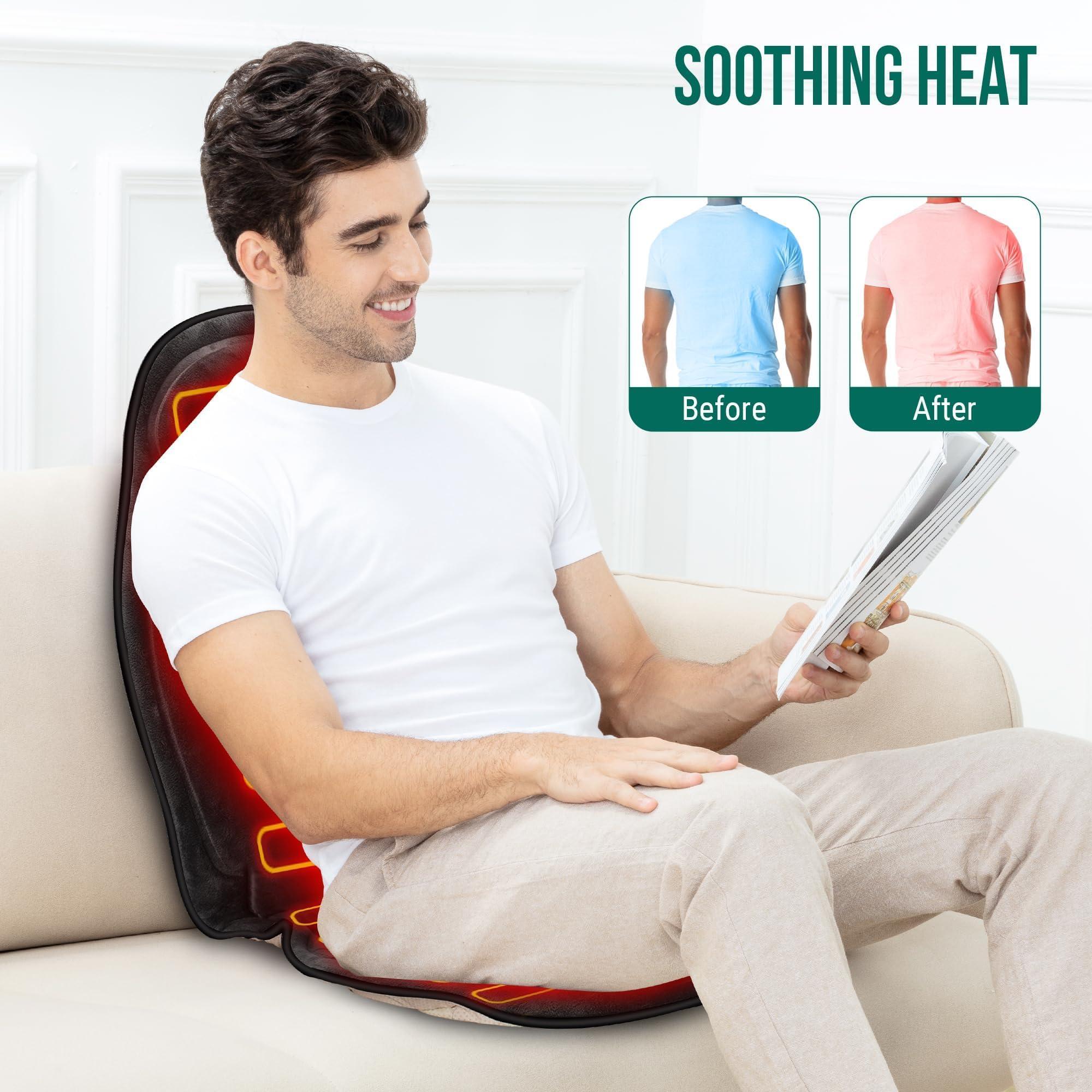 Snailax Vibration Back Massager with Heat, Massage Seat Cushion with 6 Vibrating Motors and 2 Heat Levels, Massage Chair Pad for Home Office use, Gifts for Him Her - Image 4