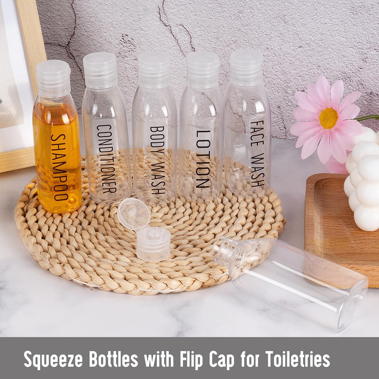 Travel Bottles for Toiletries 6 PCS 3.4oz/100ml Travel Size Containers Plastic Lotion Bottle TSA Approved Leak Proof Squeeze Bottles with Flip Cap for Toiletries, Shampoo & Lotion (Clear) - Image 2