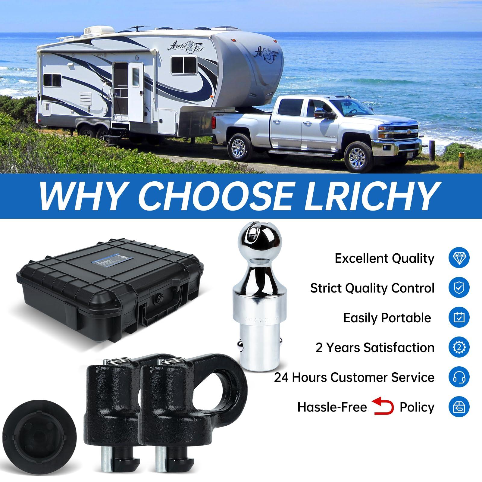 Lrichy 60692 Upgraded 38k Puck System Gooseneck Hitch 2-5/16“ Ball Kit with Case for 2013-2025 Ford F250/F350/F450, 2016-2025 Chevrolet Silverado 2500/3500 HD, GMC Sierra 2500/3500 HD Nissan Titan XD - Image 7