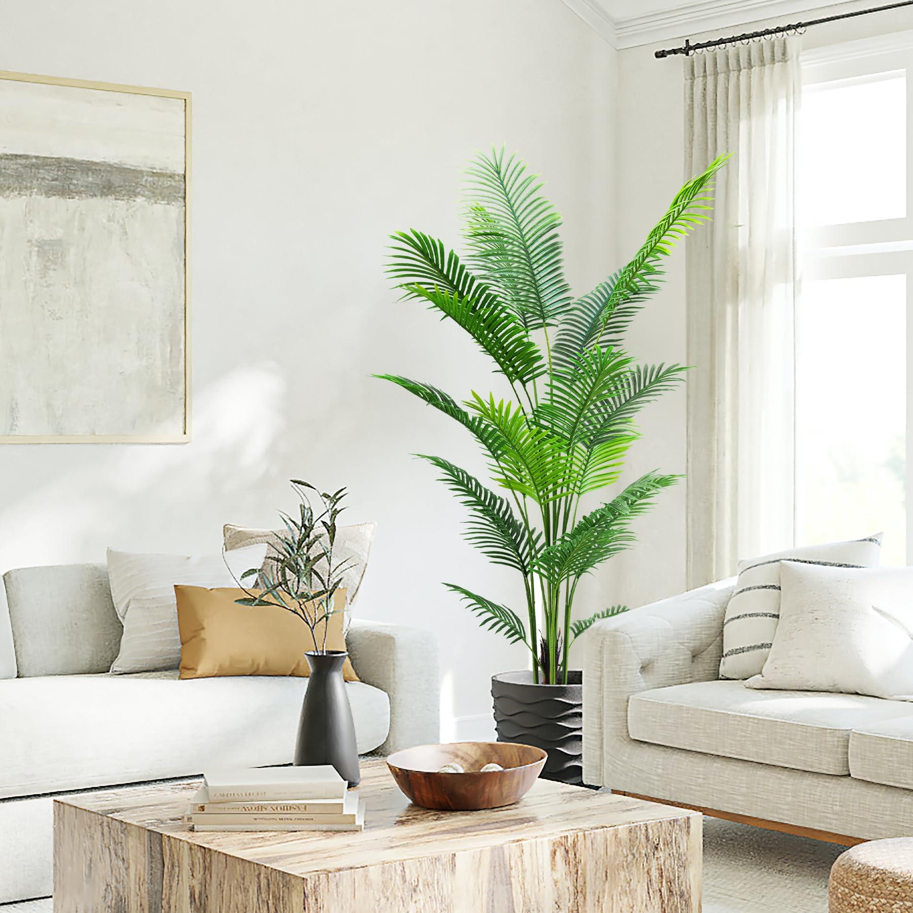 HAIHONG 6FT Artificial Palm Tree,Faux Areca Palm Plant with Real Touch Leaves and Adjustable Branches,Fake Tropical Palm Tree for Home Office Indoor Outdoor Modern Decoration - Image 2