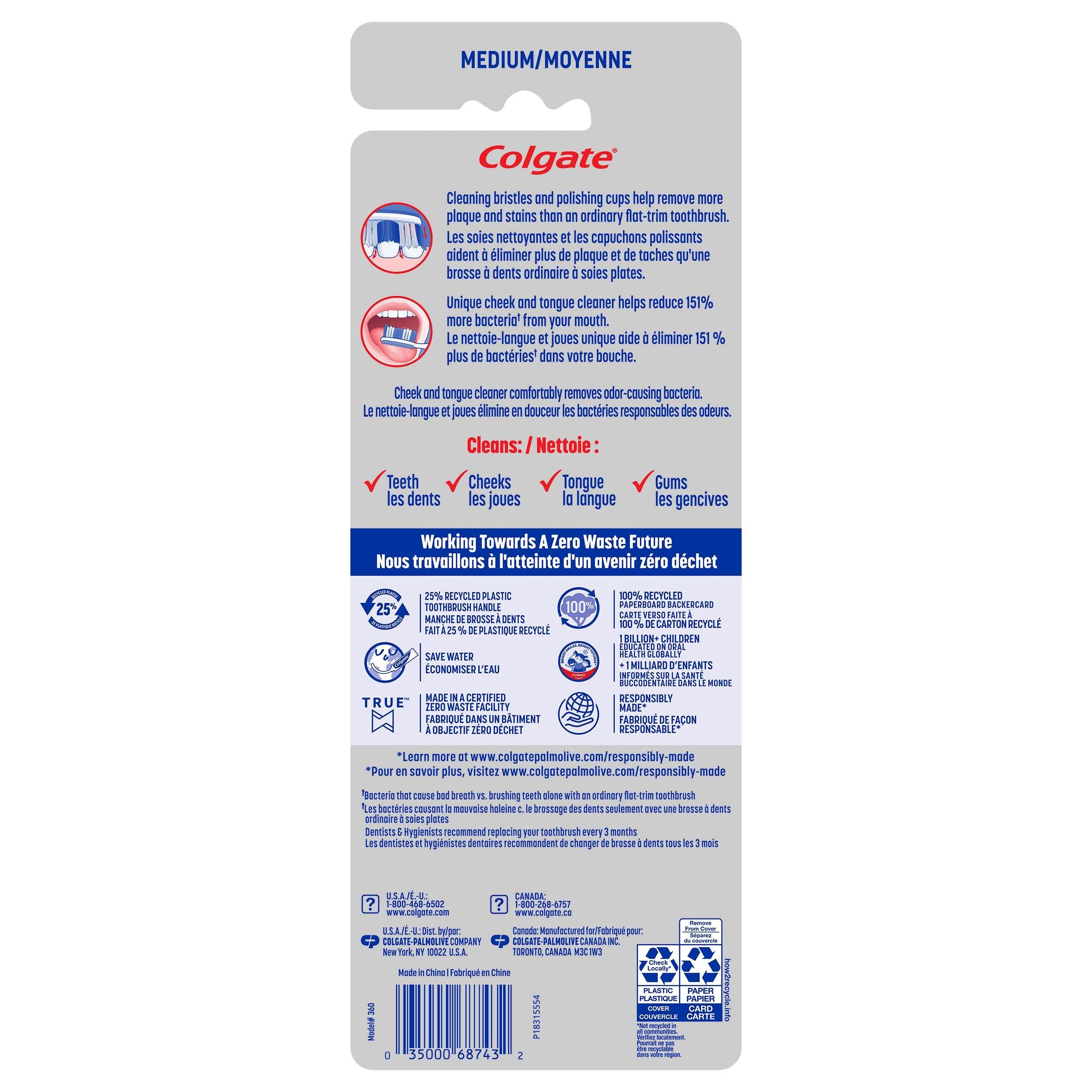Colgate 360 Adult Toothbrush, Medium (4 Count) - Image 11