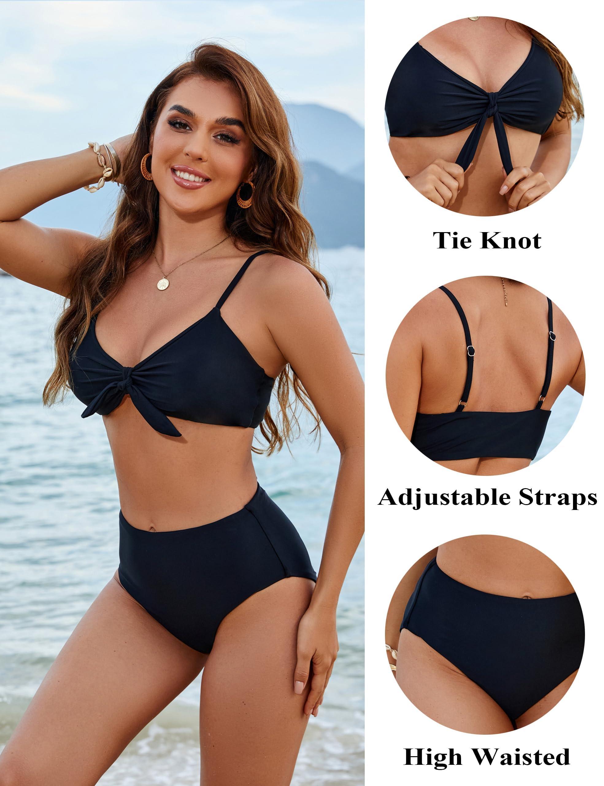 Blooming Jelly Womens High Waisted Bikini Set Tie Knot High Rise Two Piece Swimsuits Bathing Suits - Image 4