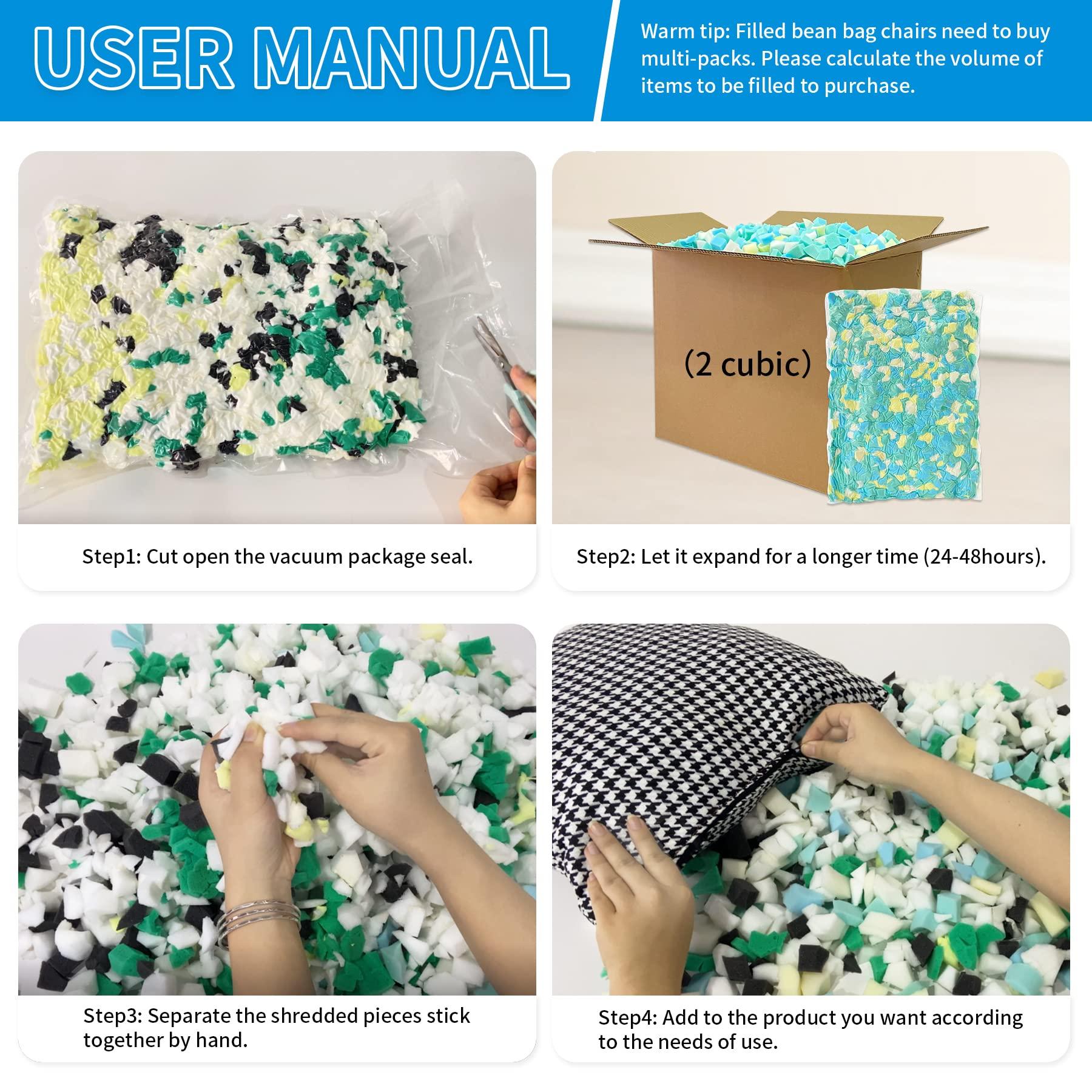Welacer Shredded Memory Foam Filling 10lbs for Bean Bag Filler, Pillow Chair Cushion Arts Crafts Refill, Without Added Gel Particles, Premium Soft and Great for Stuffing, Multi Color and Shape - Image 6