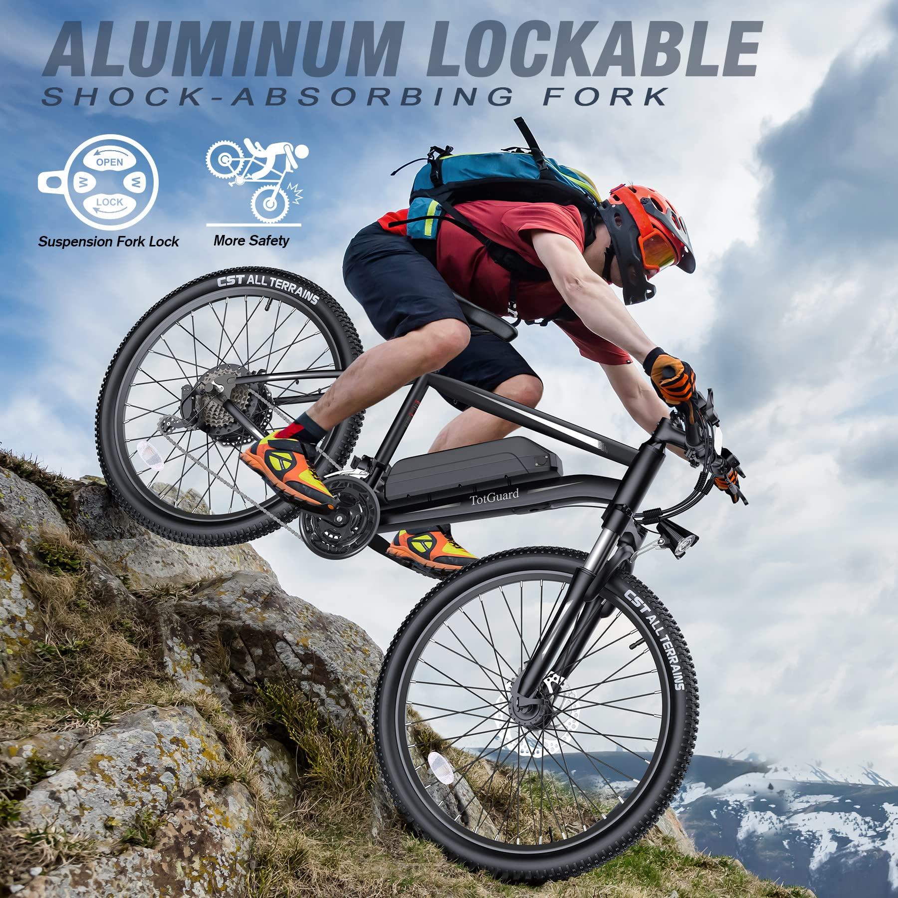 TotGuard Electric Bike, Electric Bike for Adults, 26" Ebike 500W Peak Motor, 19.8MPH Electric Mountain Bike with 374.4WH Removable Battery, Up to 50 Miles, Front Suspension Fork, 21 Speeds, UL 2849 - Image 2
