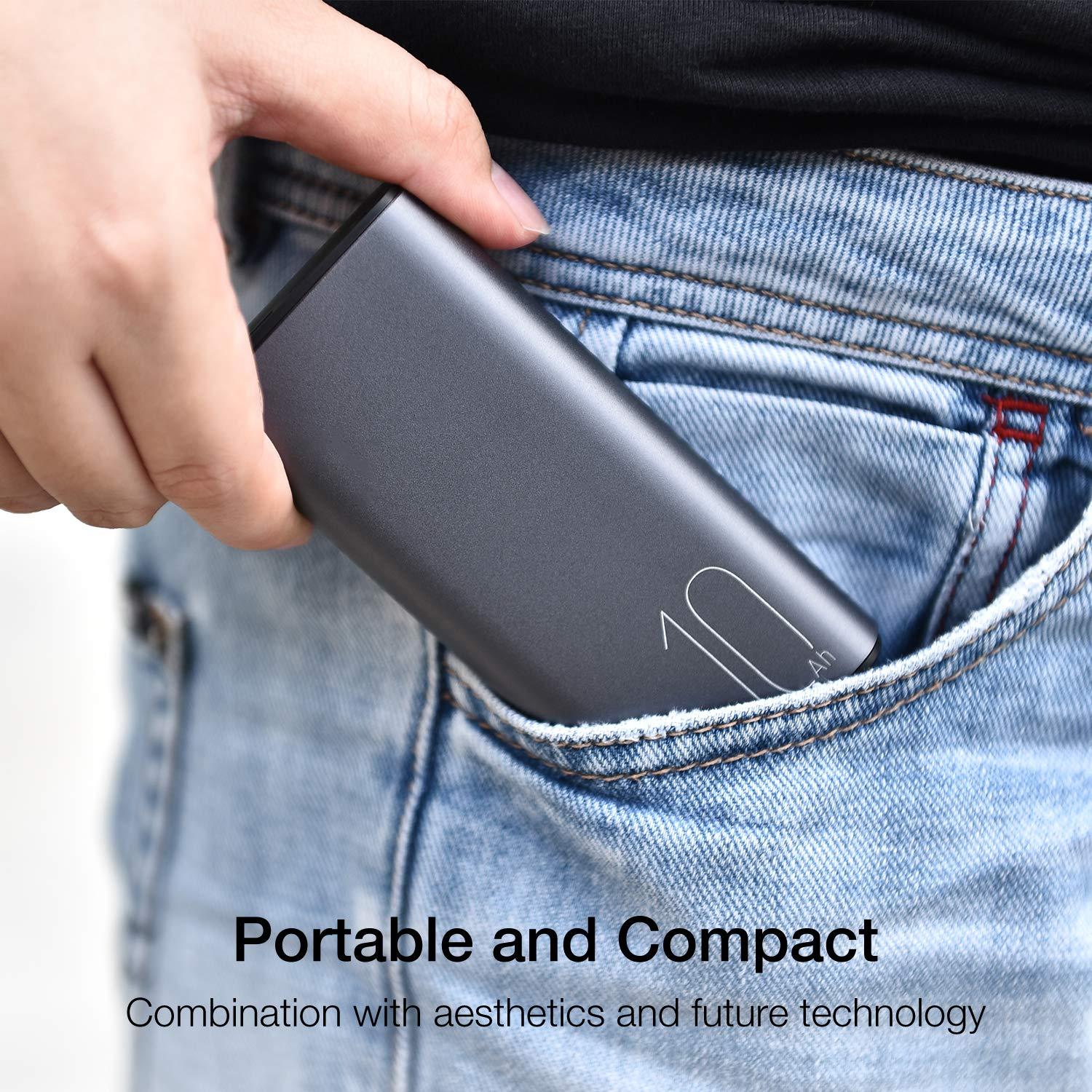 TOZO PB3 Portable Charger 10000mAh One of The Lightest and Slimmest Fast Power Bank 18W PD High-Speed Charging Battery Pack with USB-C Input/Output for iPhone,Samsung and More Gray - Image 5