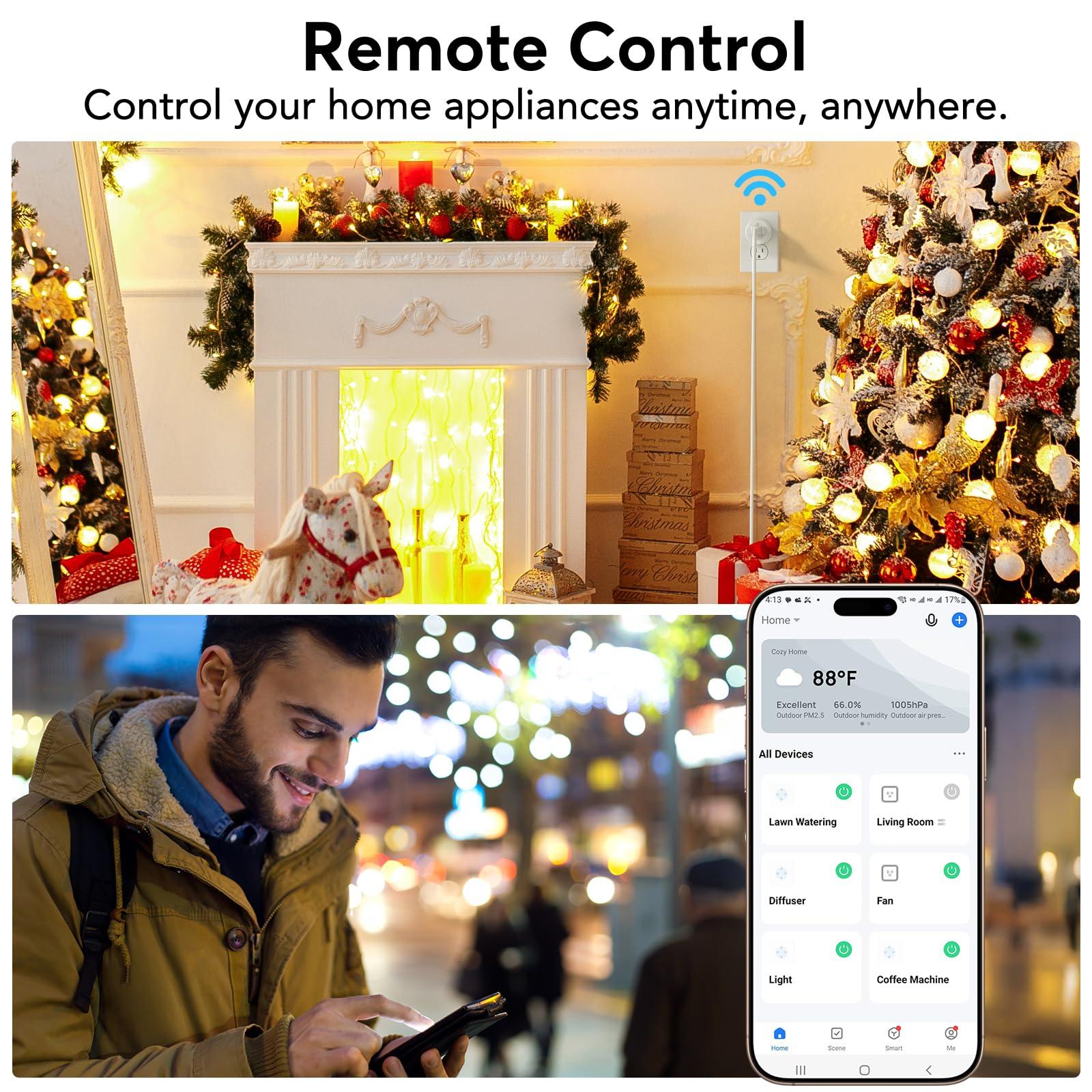 EIGHTREE Smart Plug, Smart Home WiFi Outlet Works with Alexa & Google Home, Smart Socket with Remote Control & Timer Function, 2.4GHz WiFi Only, 4 Packs - Image 3