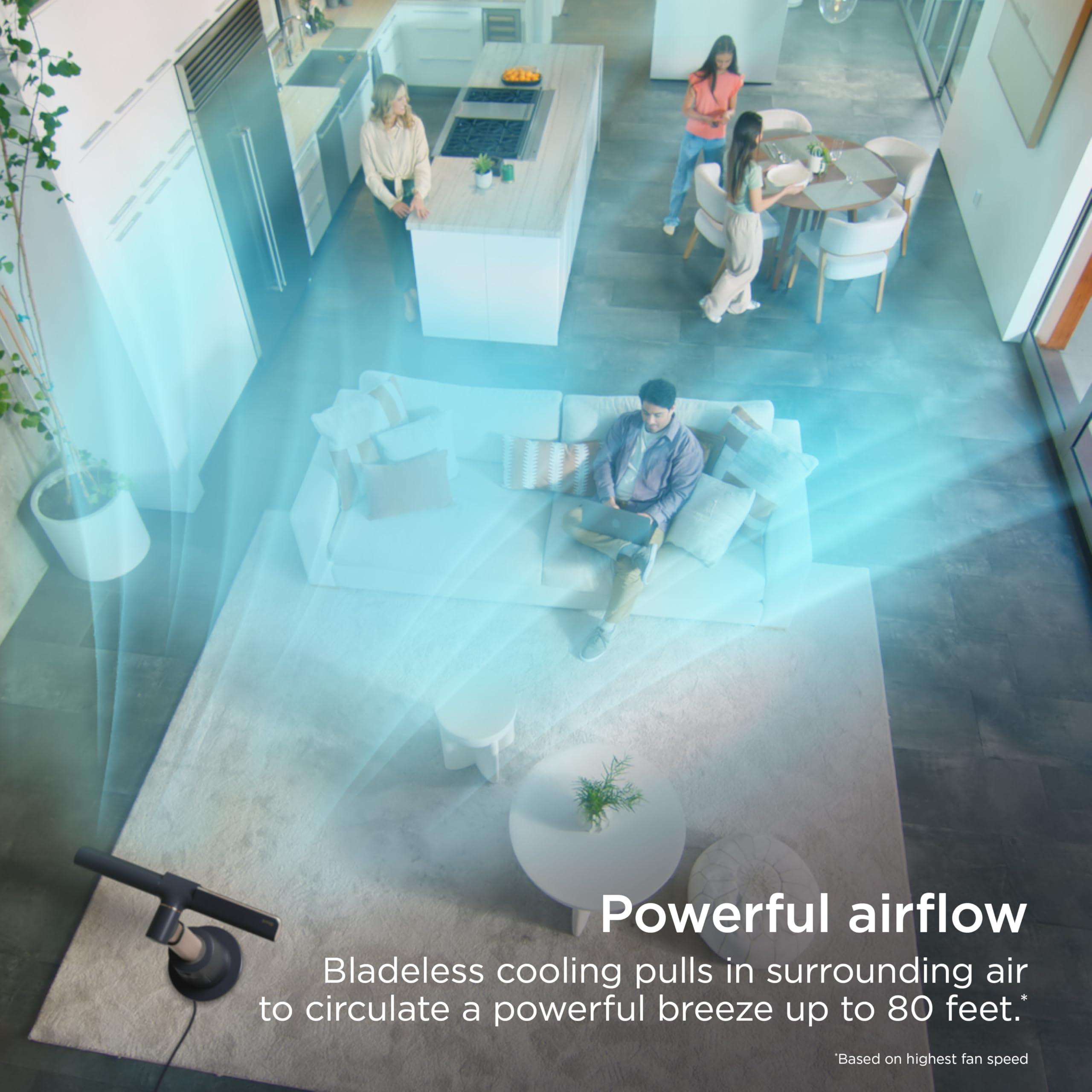 Shark TurboBlade Fan—Ultra-customizable bladeless tower fan, pivots, twists, oscillates 180°, circulates and propels air up to 80 ft., 10 noise levels + 10 speeds, easy to clean, charcoal, TF202S - Image 3