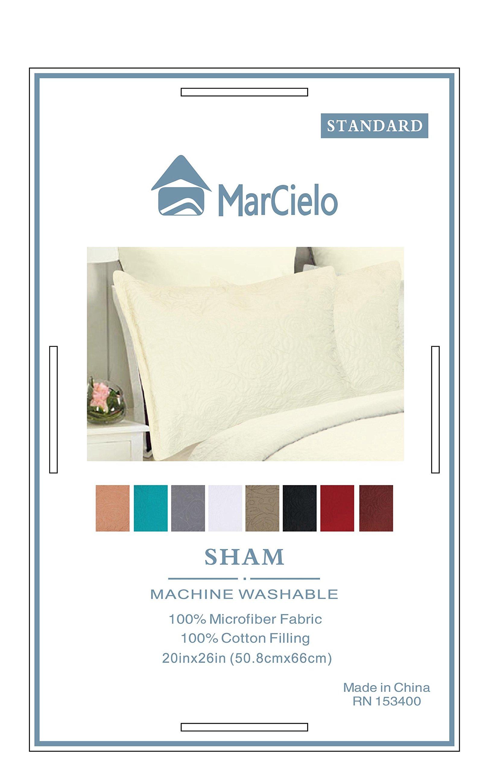 MarCielo 2-Piece Embroidered Pillow Shams, Queen Size Decorative Microfiber Pillow Covers Set, Standard Size Beige - Image 6