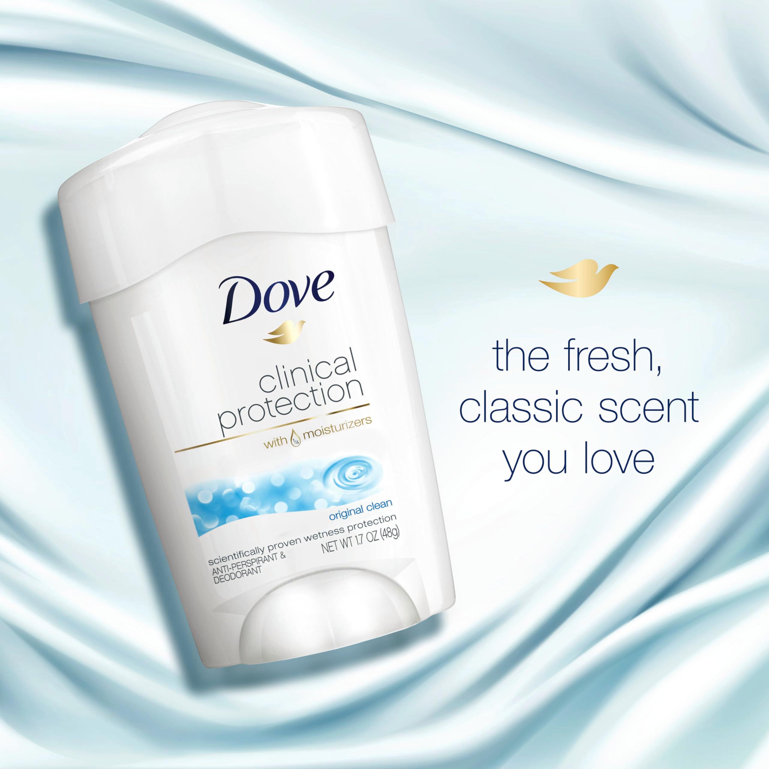 Dove Clinical Protection Antiperspirant Deodorant For Sweat and Odor Protection Original Clean Antiperspirant For Women Made With 1/4 Moisturizers 1.7 oz - Image 3