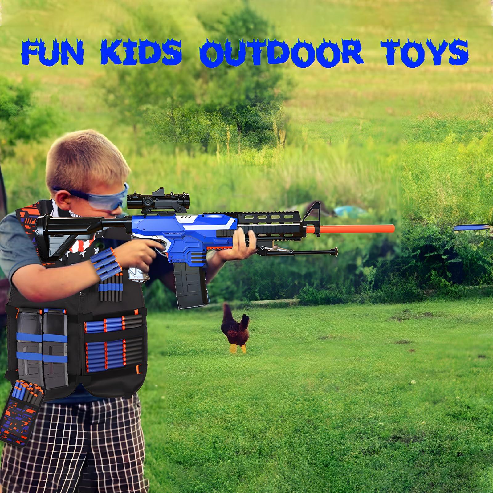 Toy Gun Automatic Sniper Rifle -3 Modes Toy Foam Blasters with Tactical Vest, Bipod, 2 Clips and 150 Darts, Electric Toys for Boys Age 8-12 Gifts for Birthday Xmas - Image 3