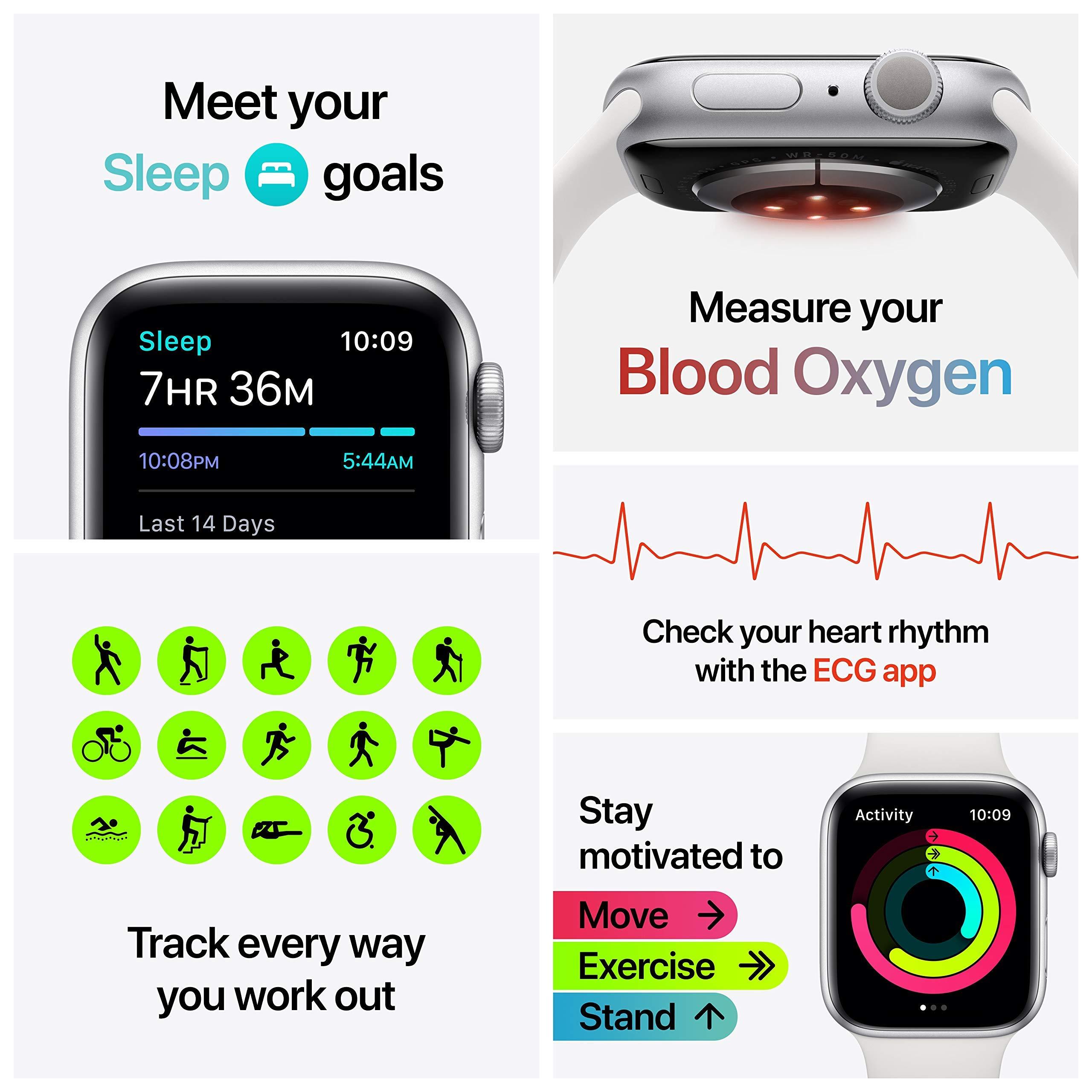 Apple Watch Series 6 (GPS, 44mm) - Space Gray Aluminum Case with Black Sport Band (Renewed) - Image 6
