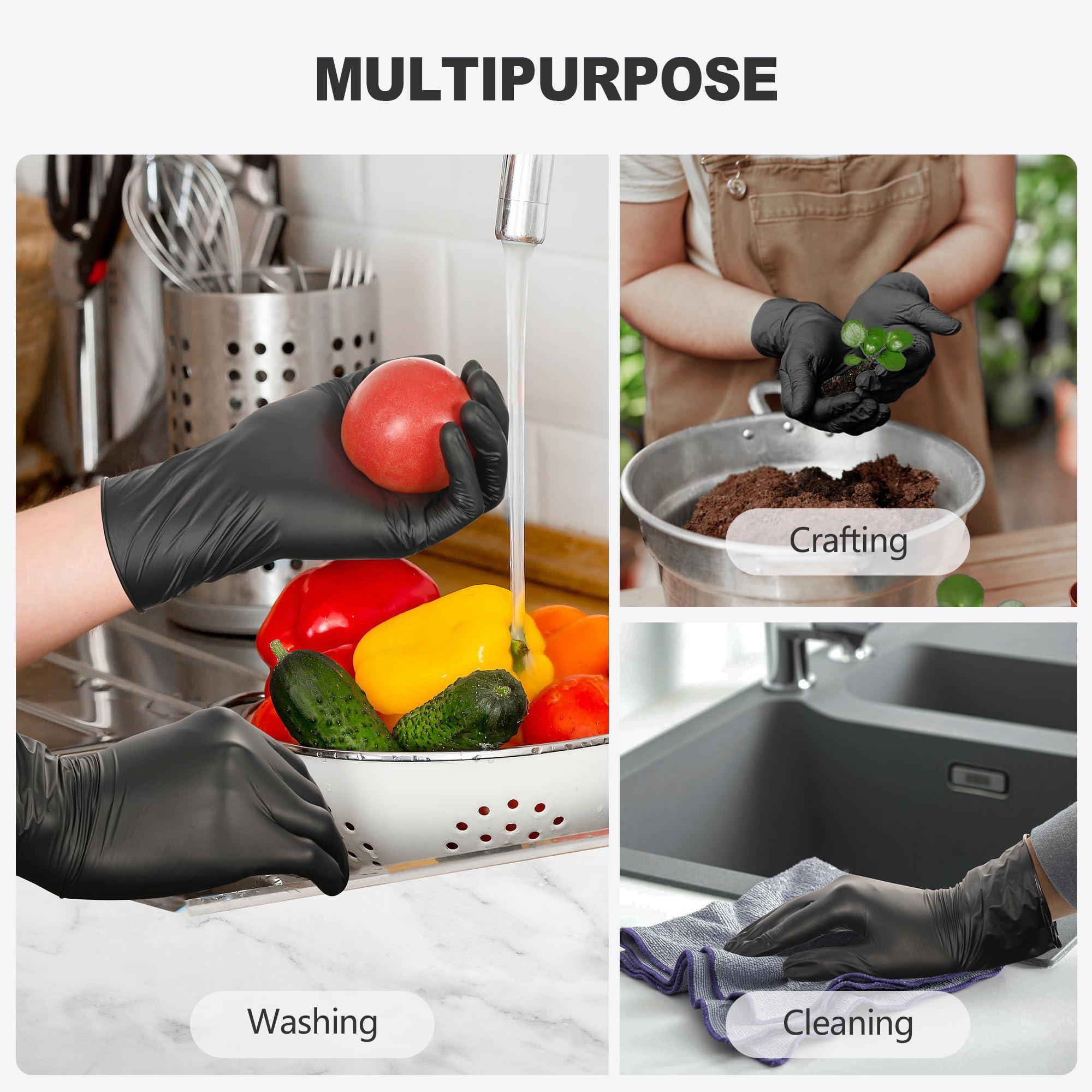 SWIFTLITE Black Vinyl Gloves, Food Grade Gloves Disposable Latex Free & Powder Free, Guantes for Cleaning Cooking Food Prep - Image 3