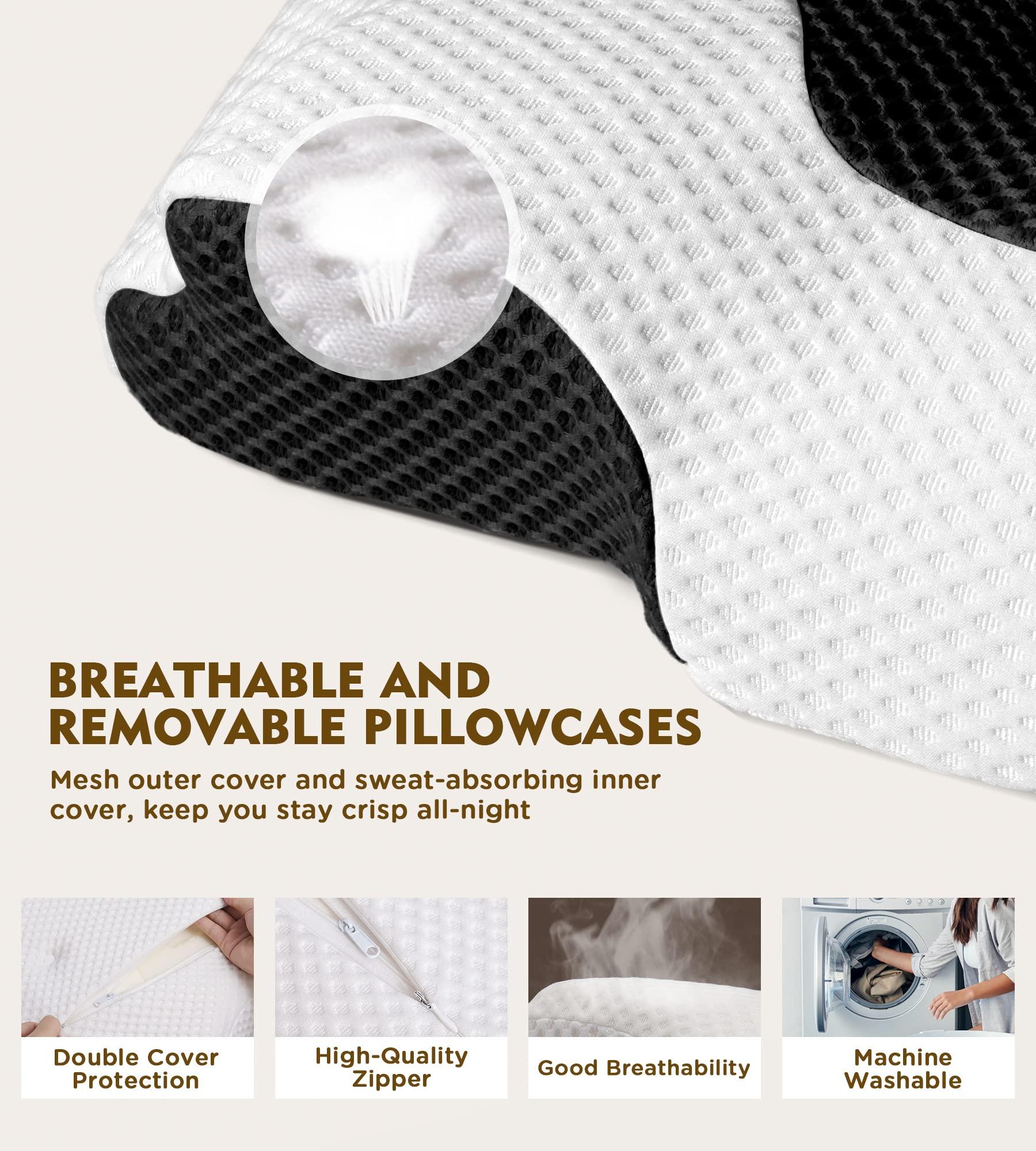 Osteo Cervical Pillow for Neck Pain Relief, Hollow Design Odorless Memory Foam Pillows with Cooling Case, Adjustable Orthopedic Bed Pillow for Sleeping, Support for Side Back Sleepers - Image 6