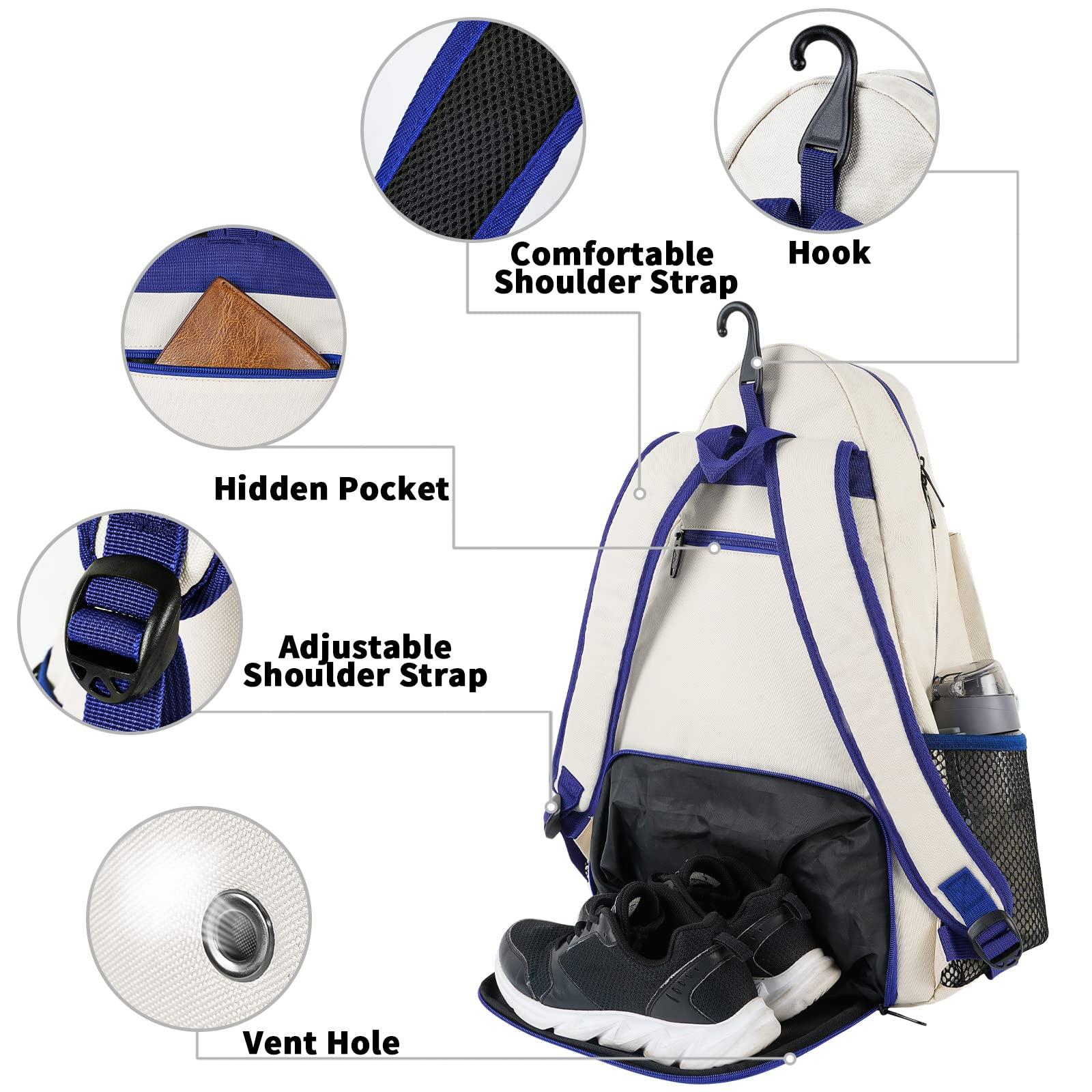 MATEIN Tennis Bag, Large Tennis Backpack for Men & Women with Shoe Compartment Hold 2 Rackets, Pickleball Paddles, Badminton Racquet, Ball Accessories - Image 4