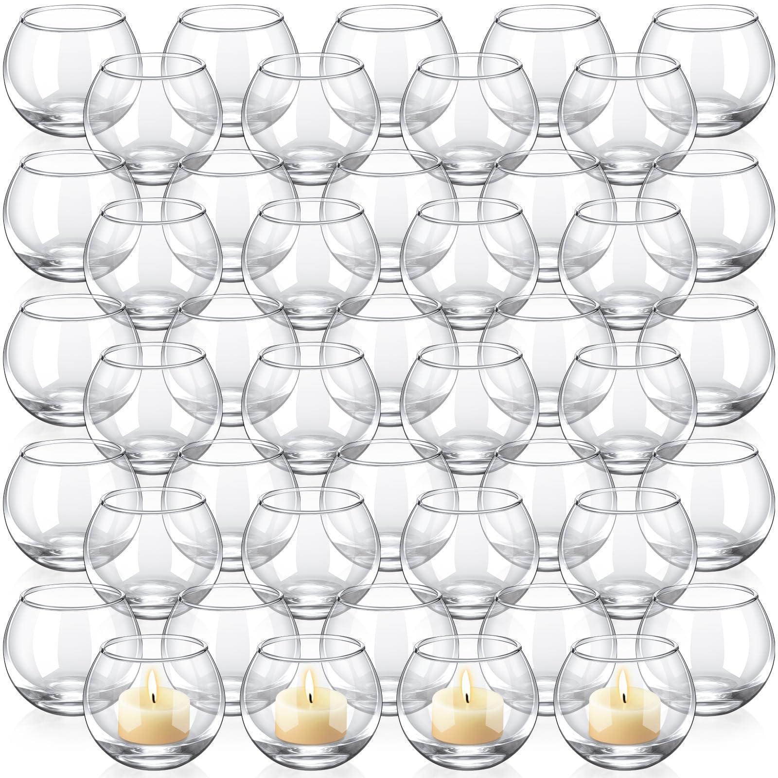 Ziliny 48 Pcs Clear Glass Votive Candle Holders Bulk Tealight Candle Holders Wedding Table Centerpiece Decor Vase for Wedding Bridal Shower Party Decoration - Image 1