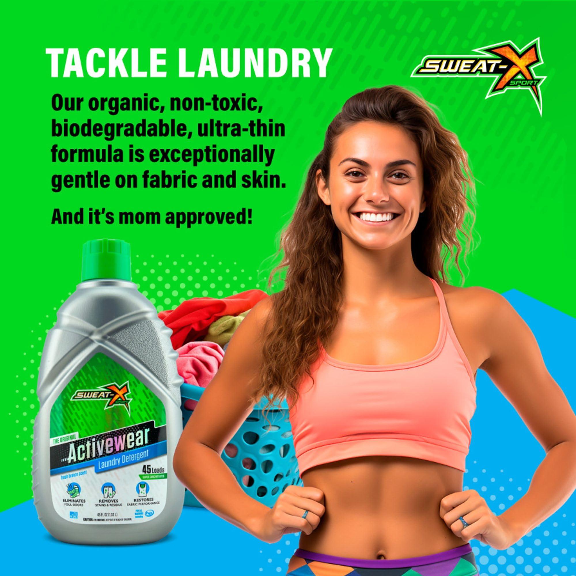 Sweat X Original Activewear Laundry Detergent – Remove the Worst Odors & Toughest Stains – High Performance Sports Wash for Training Gear & All Fabric Types – 45 Loads – 1 Pack - Image 6